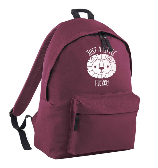 Just a little fierce maroon children's backpack
