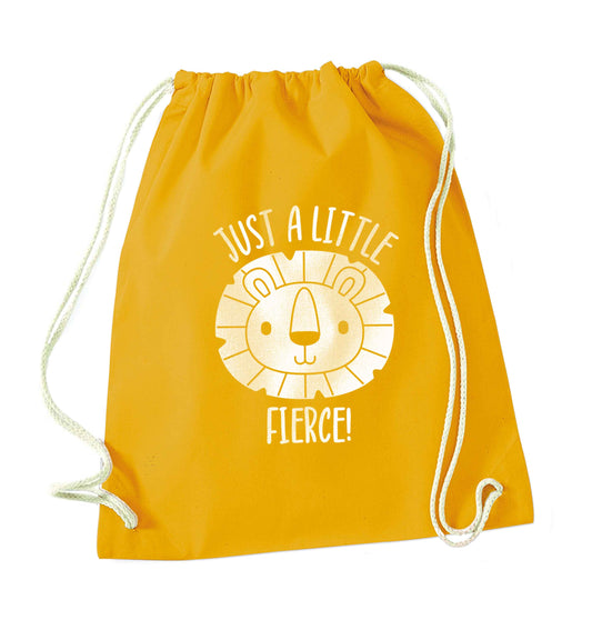 Just a little fierce mustard drawstring bag