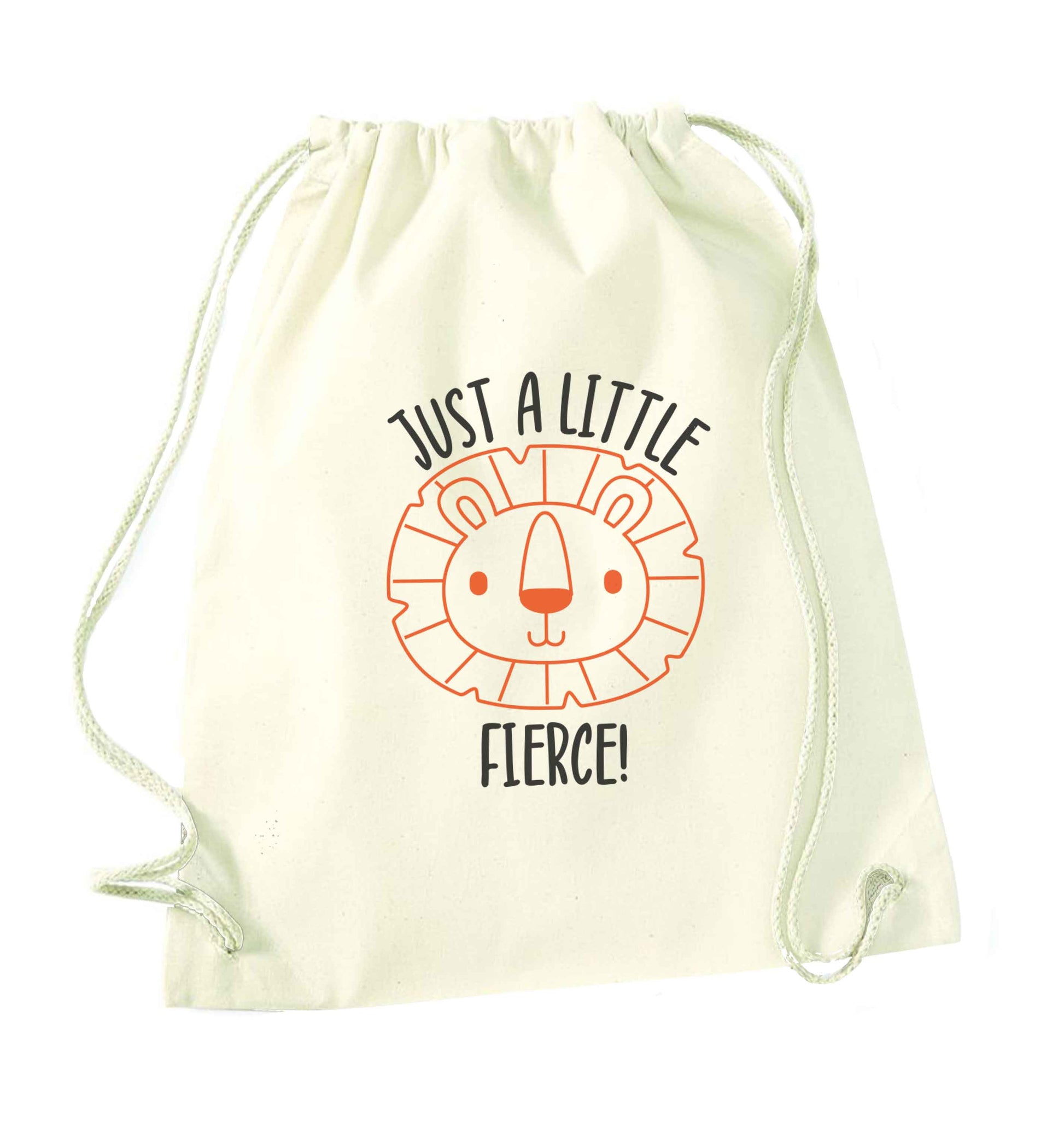Just a little fierce natural drawstring bag