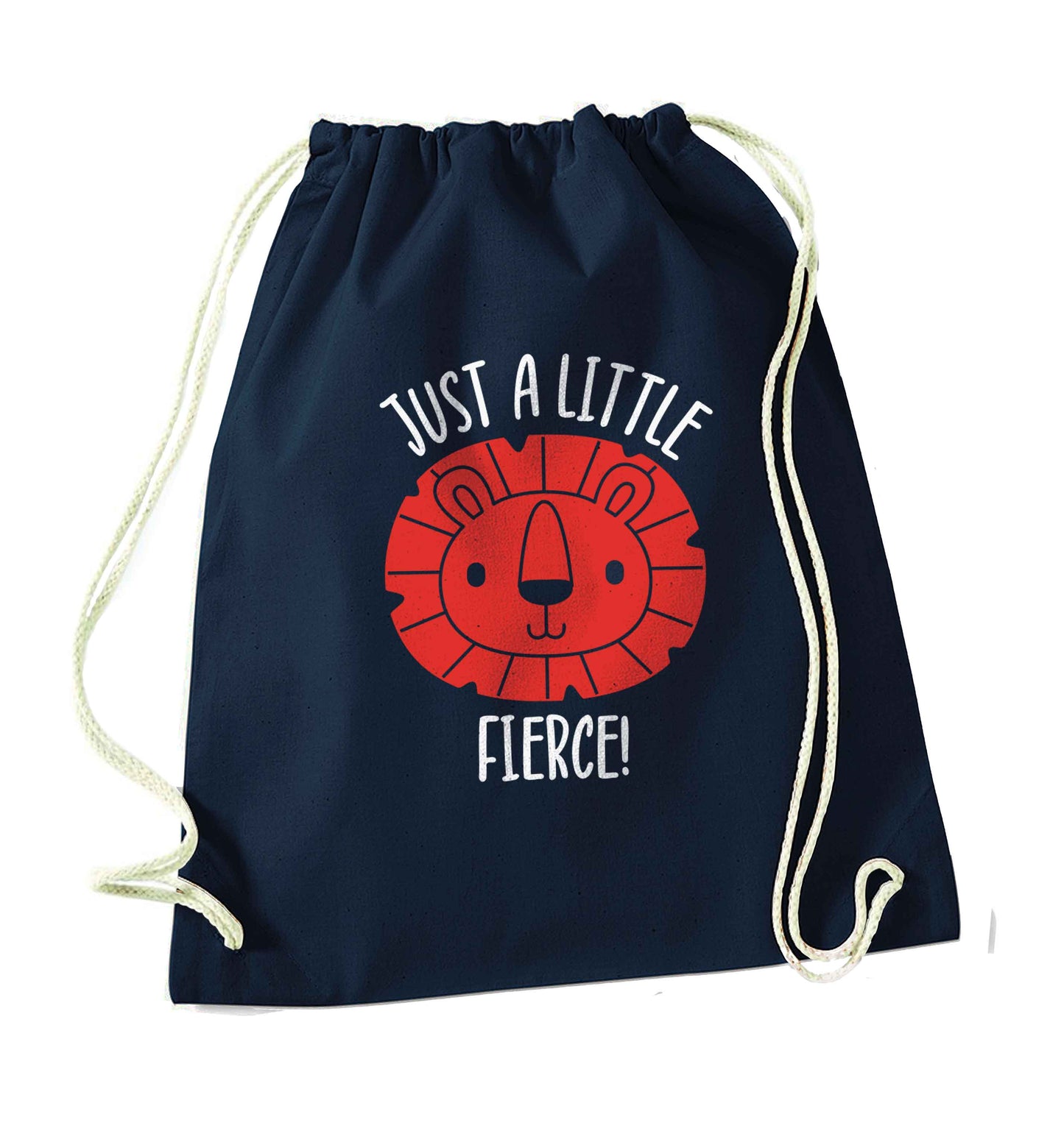 Just a little fierce navy drawstring bag