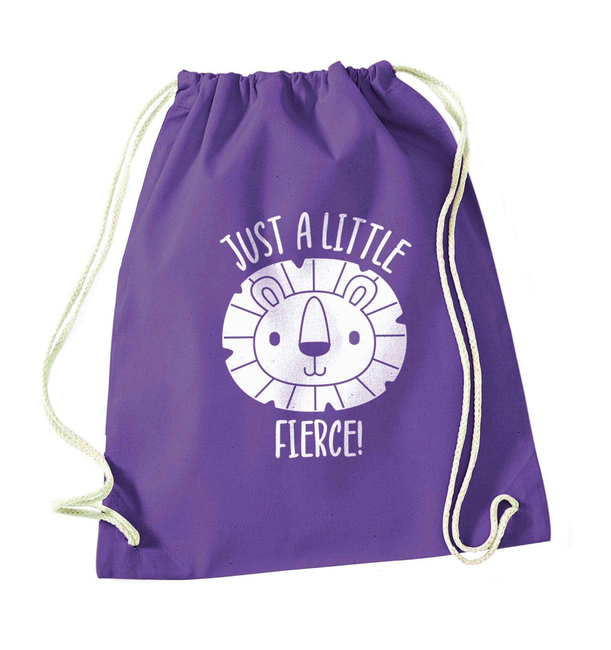 Just a little fierce purple drawstring bag