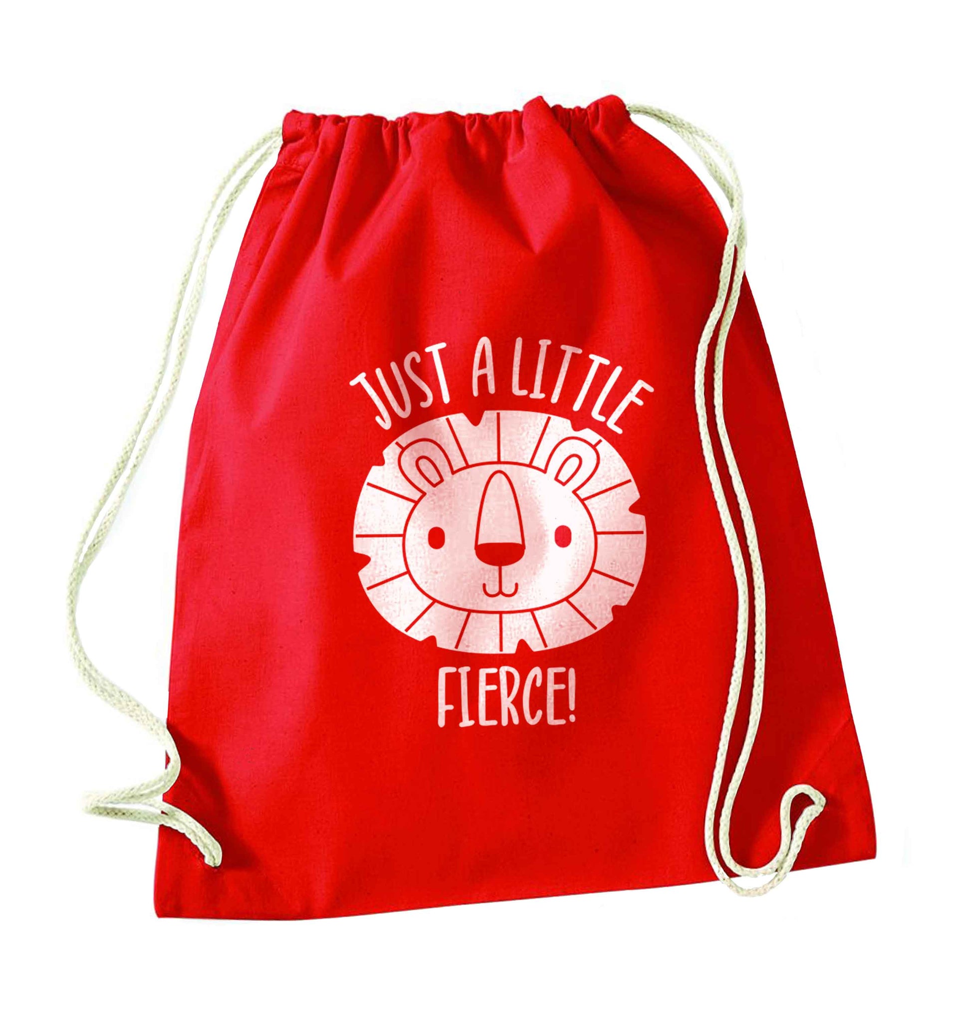 Just a little fierce red drawstring bag 