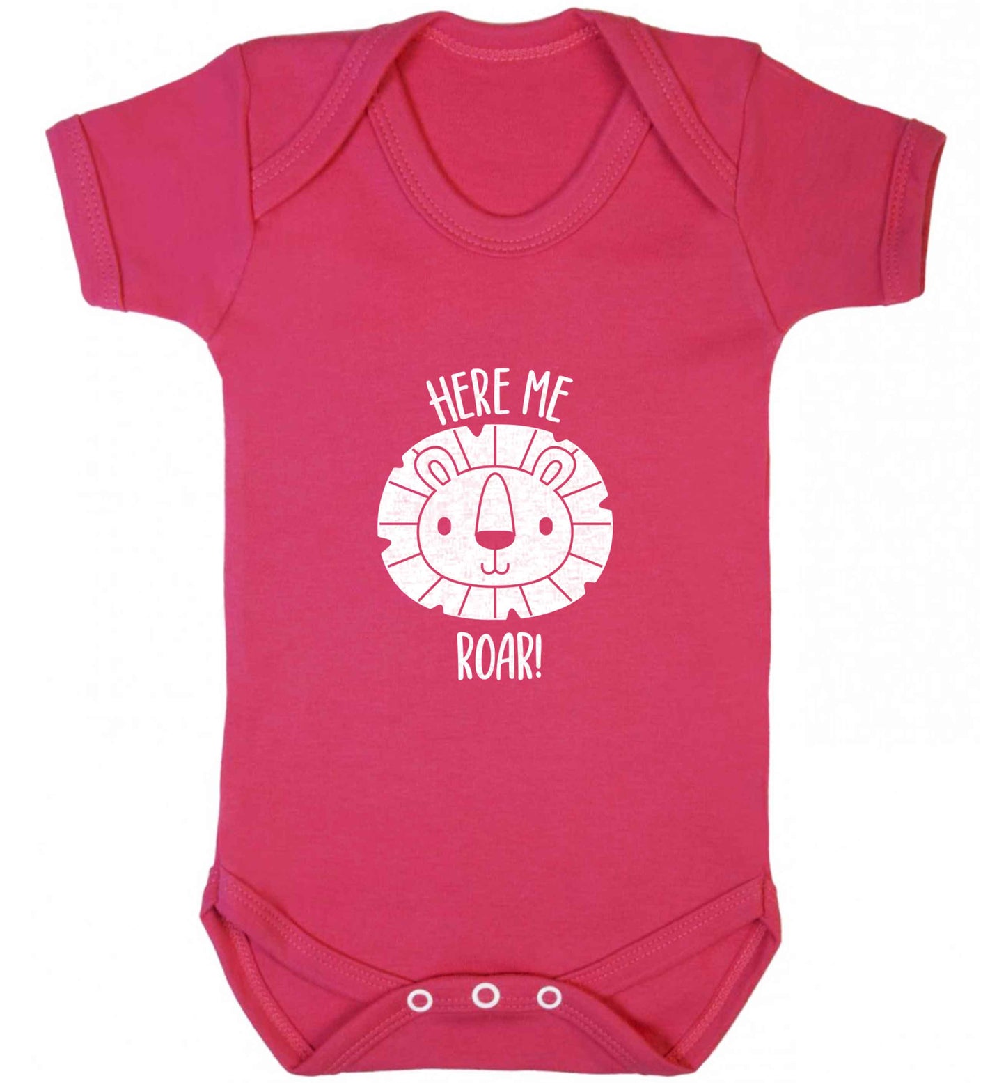 Hear me roar baby vest dark pink 18-24 months