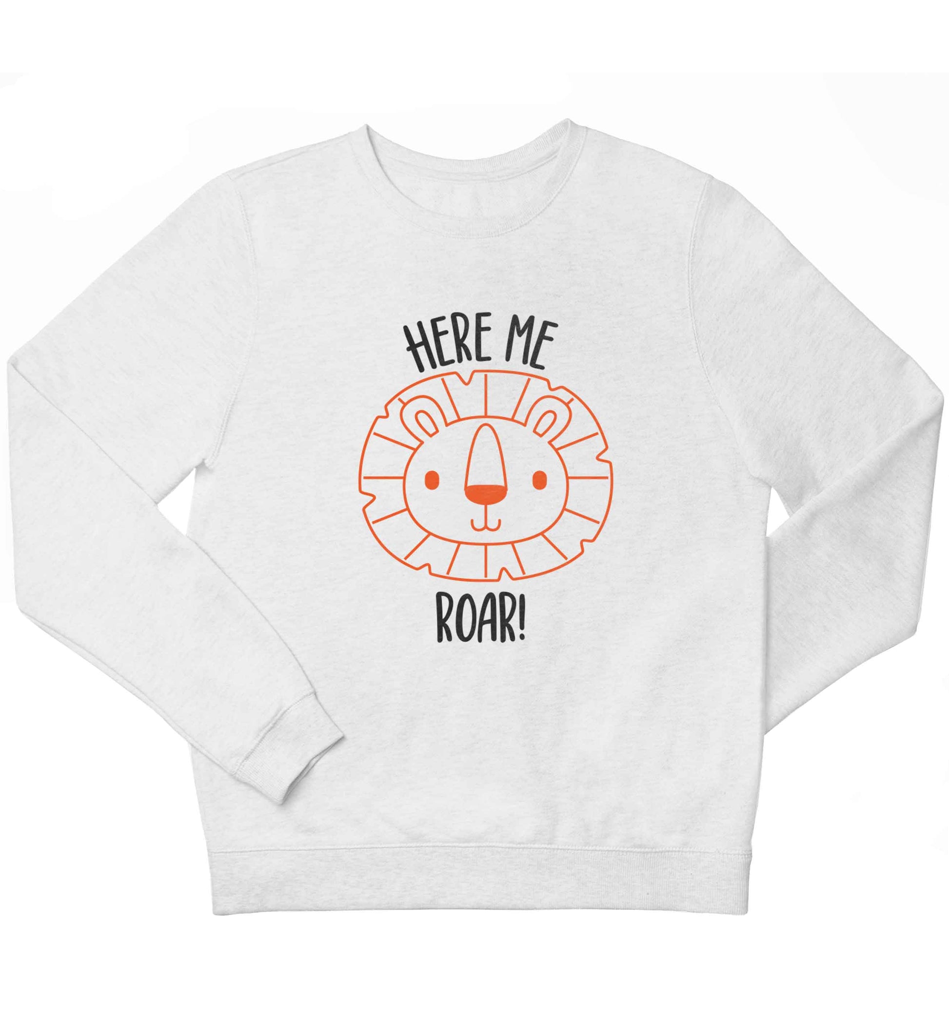 Hear me roar children's white sweater 12-13 Years