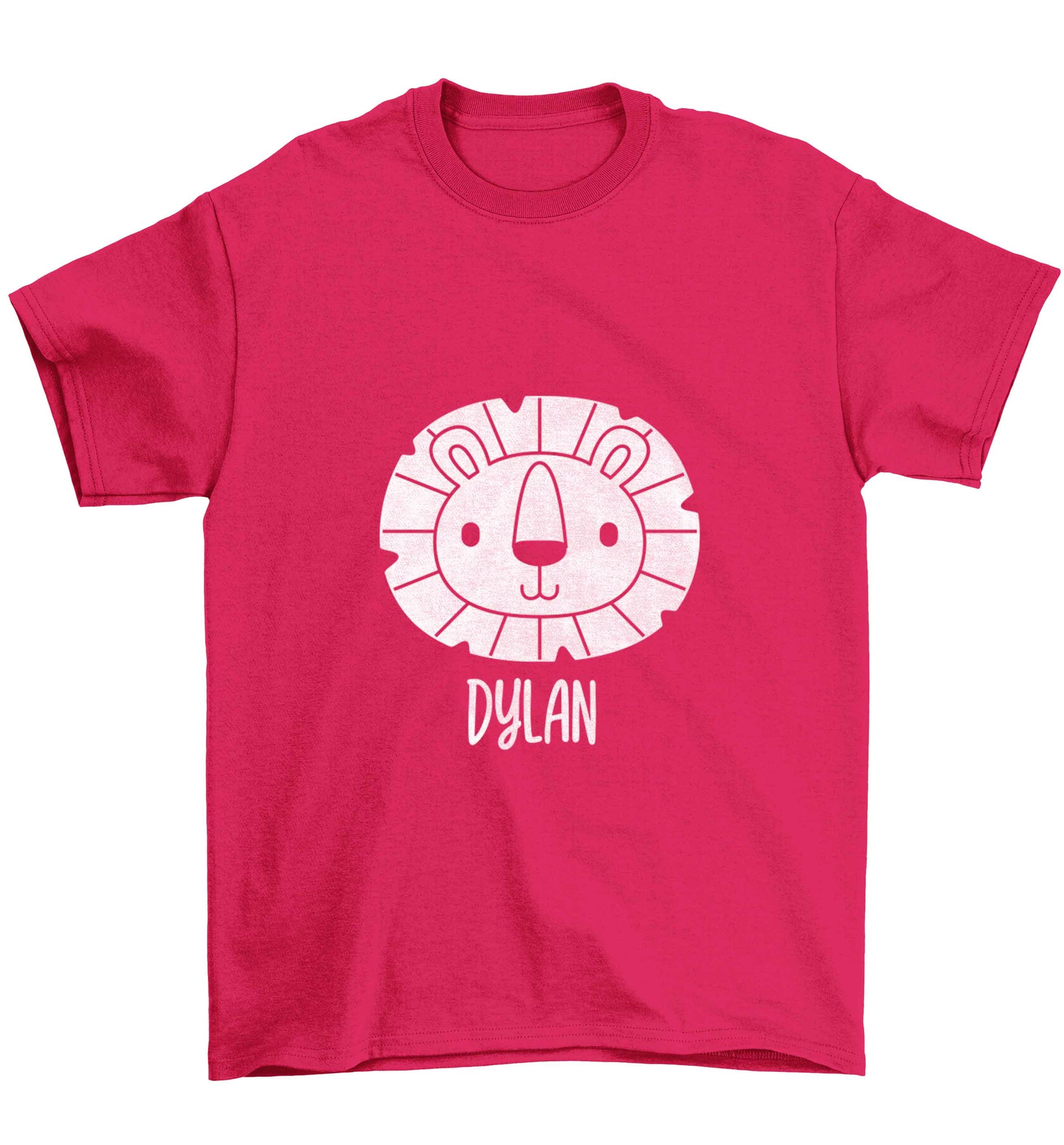 Personalised lion Children's pink Tshirt 12-13 Years