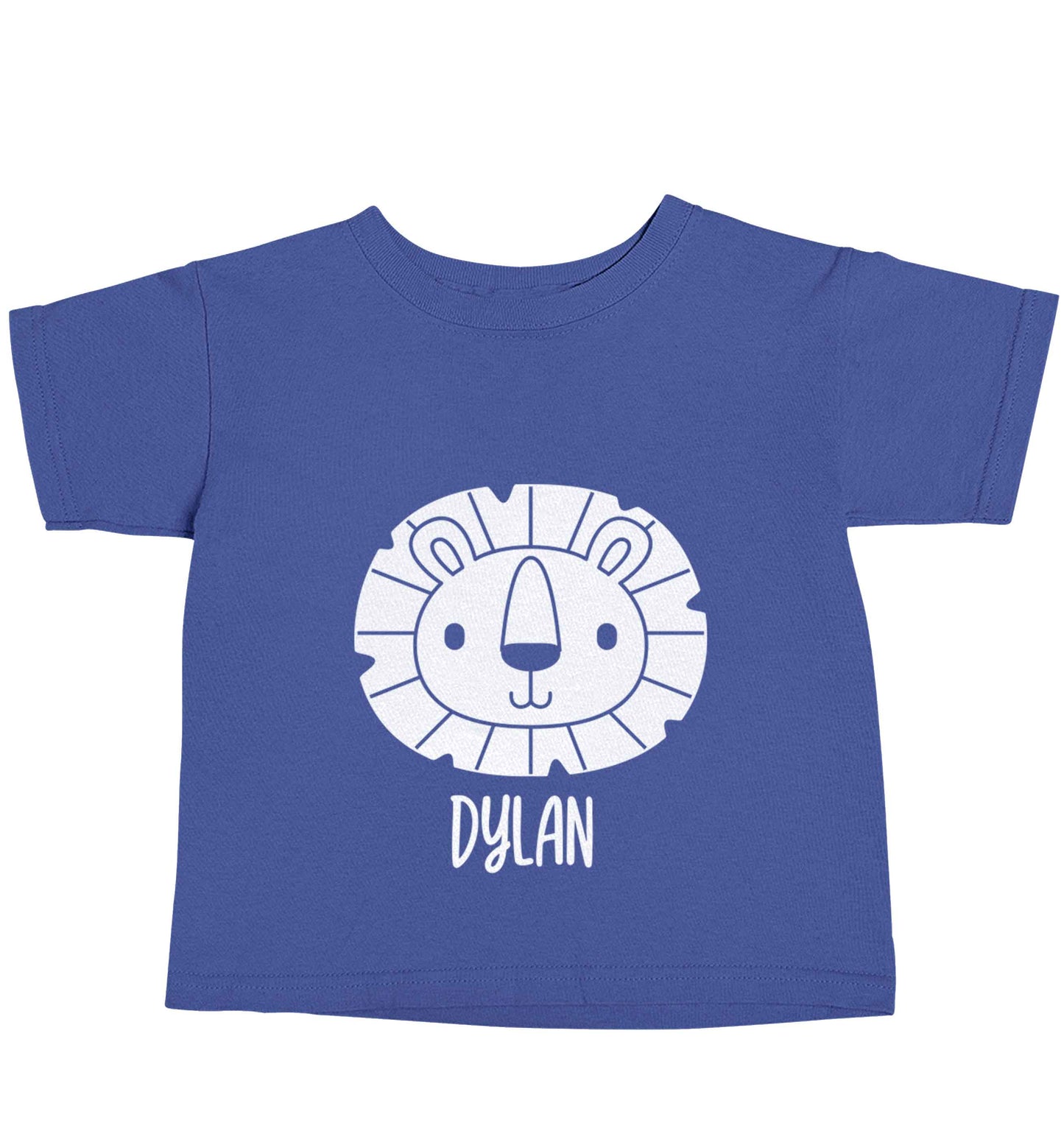 Personalised lion blue baby toddler Tshirt 2 Years