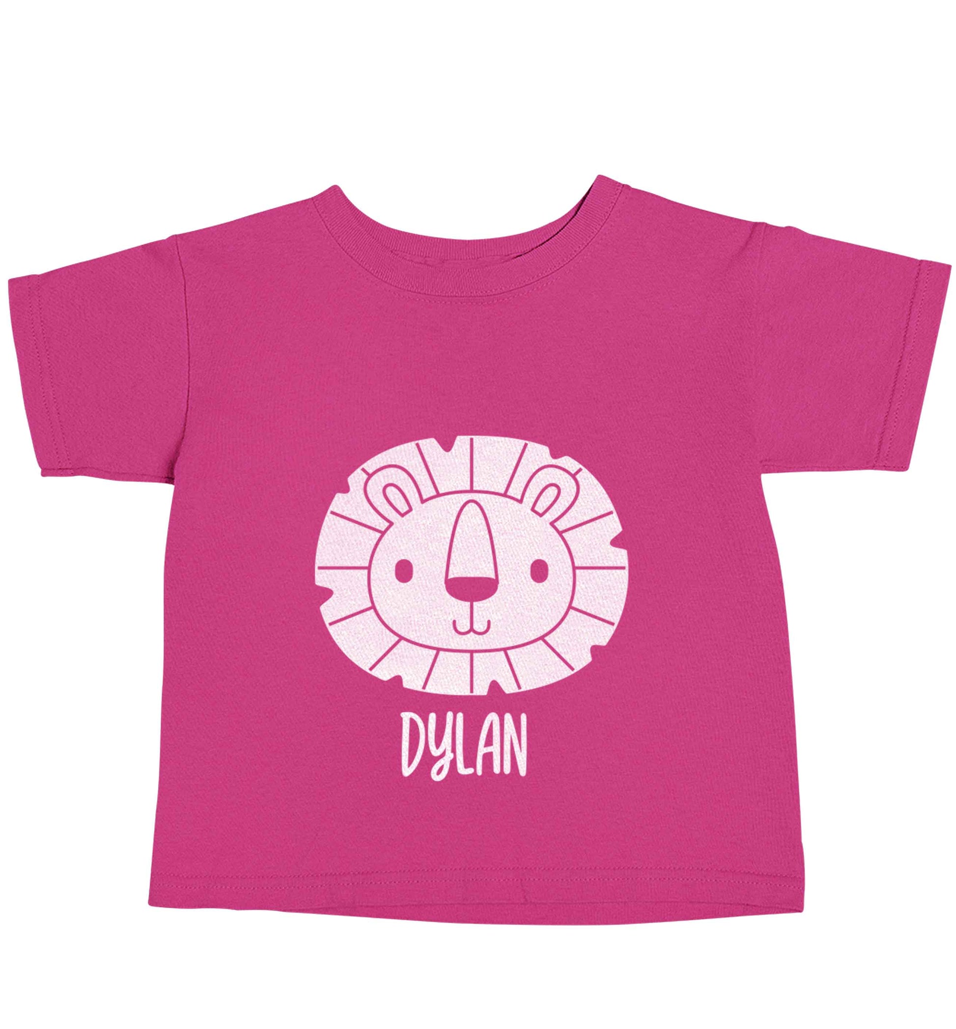 Personalised lion pink baby toddler Tshirt 2 Years