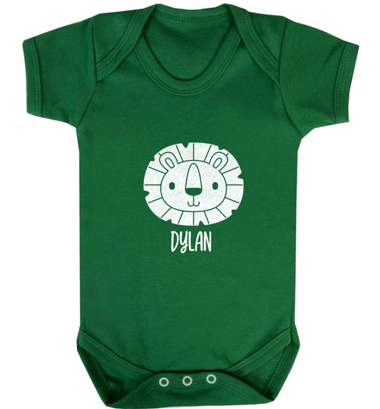 Personalised lion baby vest green 18-24 months