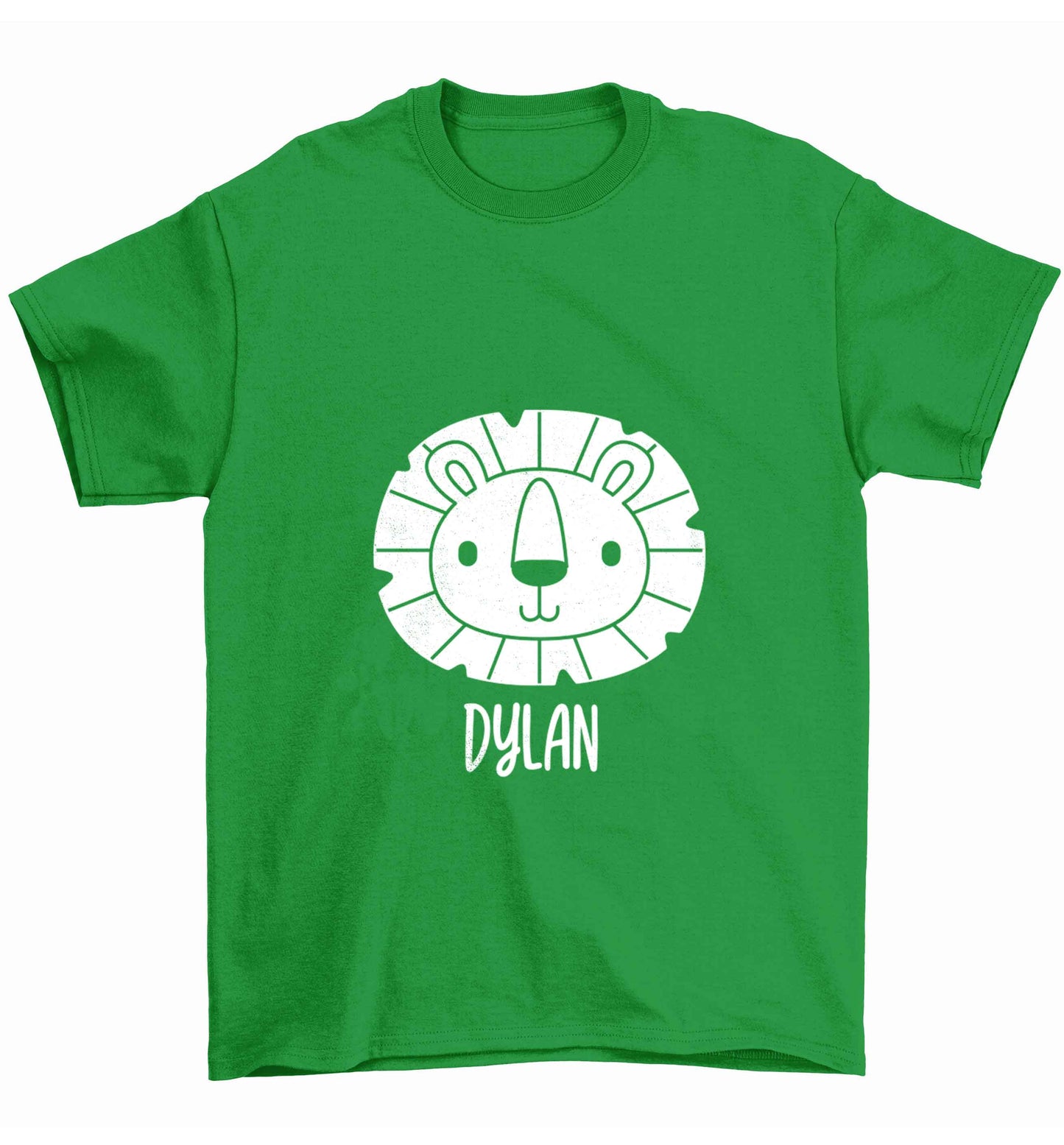 Personalised lion Children's green Tshirt 12-13 Years