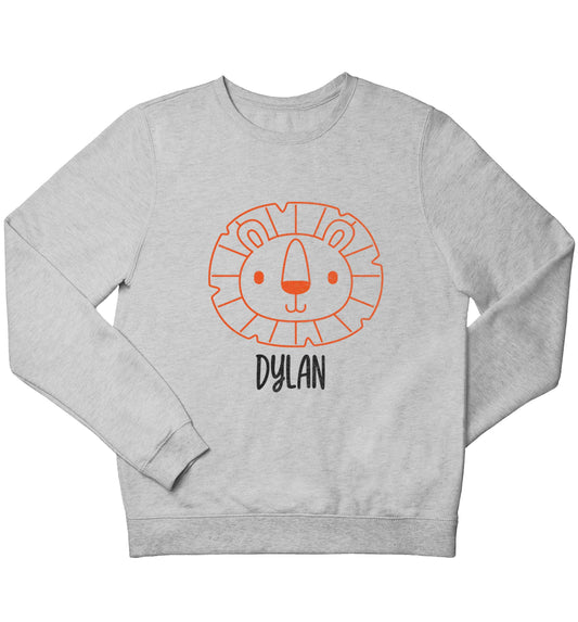 Personalised lion children's grey sweater 12-13 Years