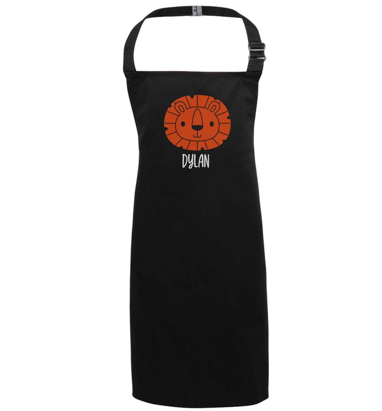 Personalised lion black apron 7-10 years