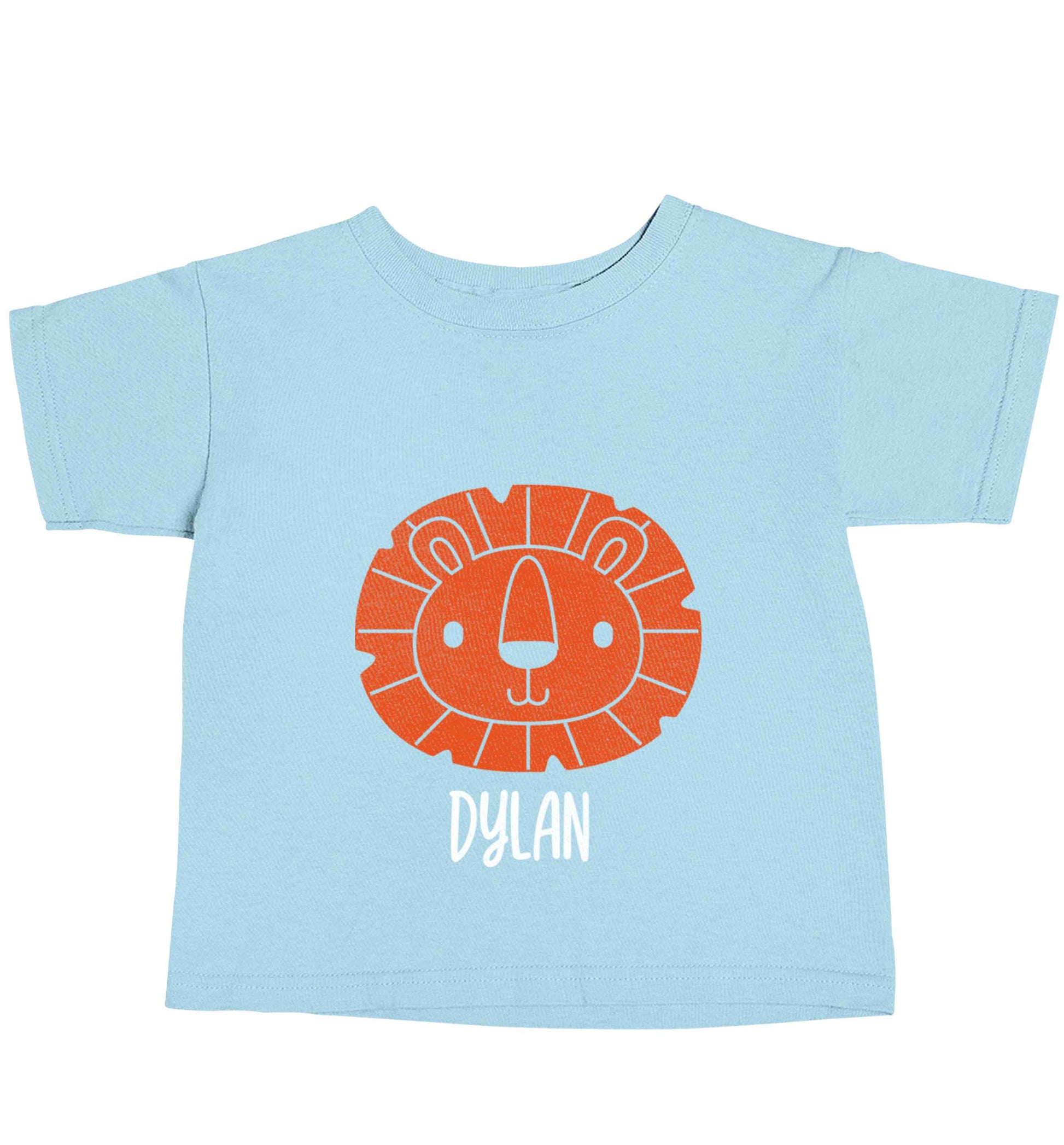 Personalised lion light blue baby toddler Tshirt 2 Years