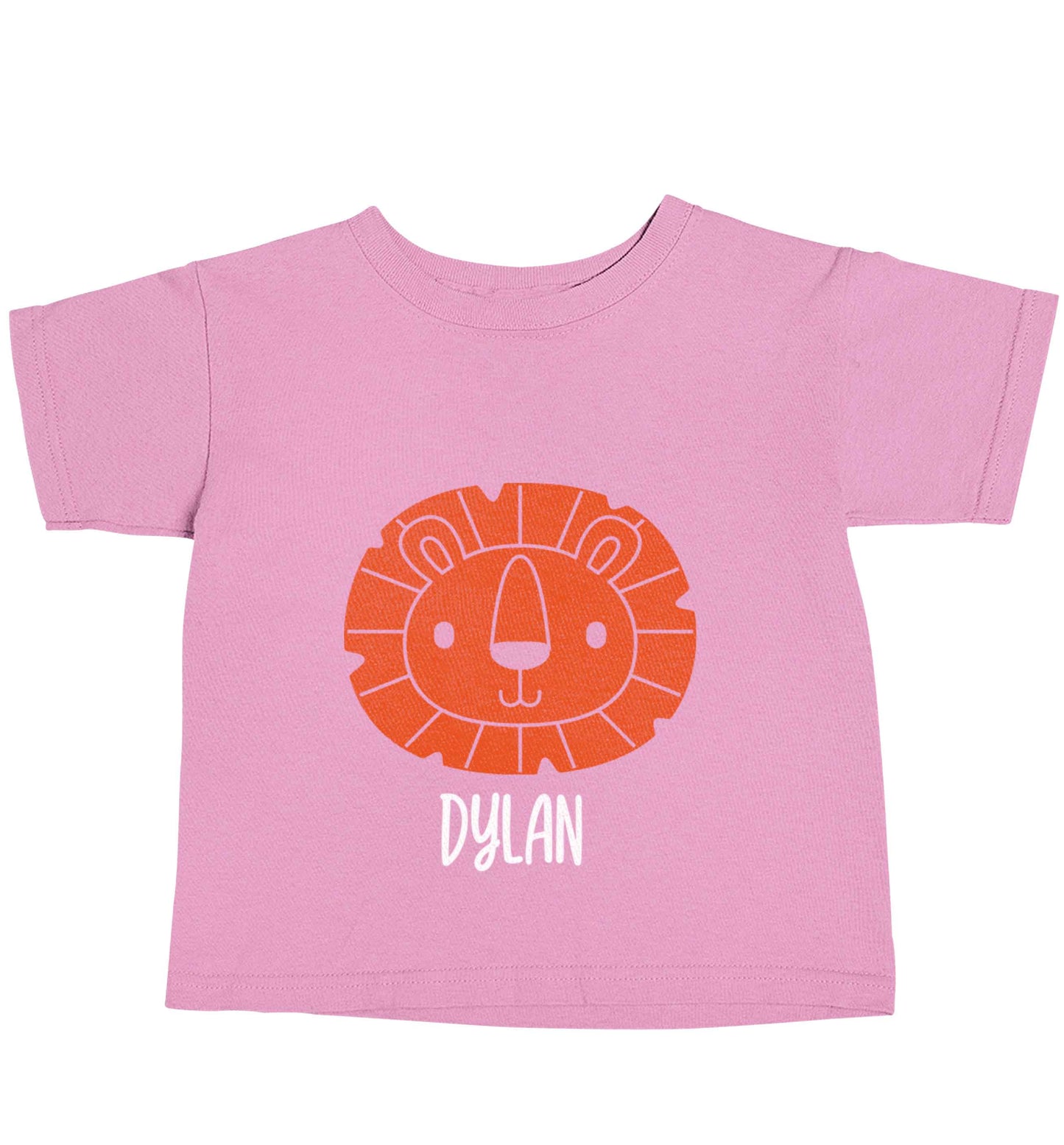 Personalised lion light pink baby toddler Tshirt 2 Years