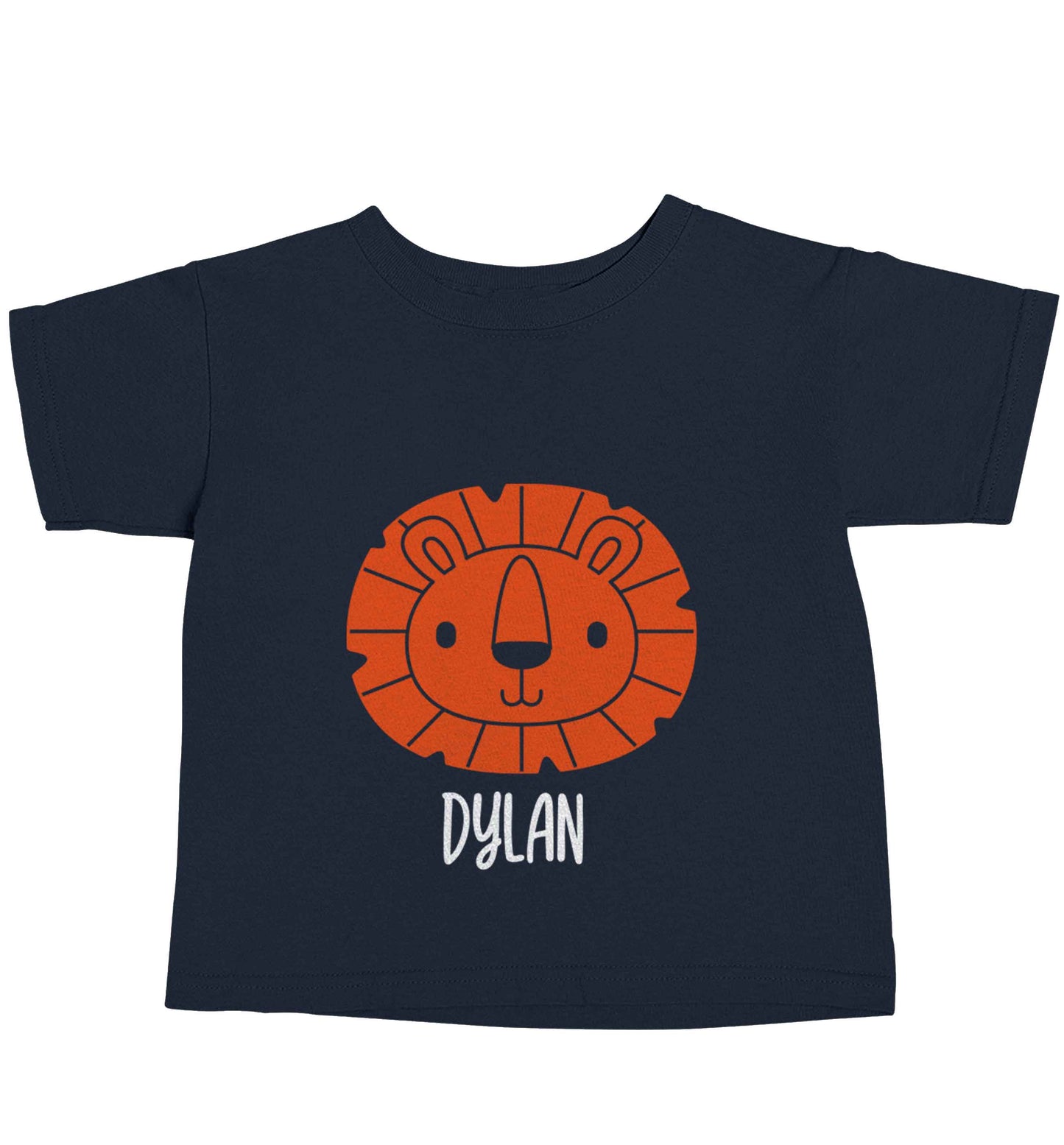 Personalised lion navy baby toddler Tshirt 2 Years