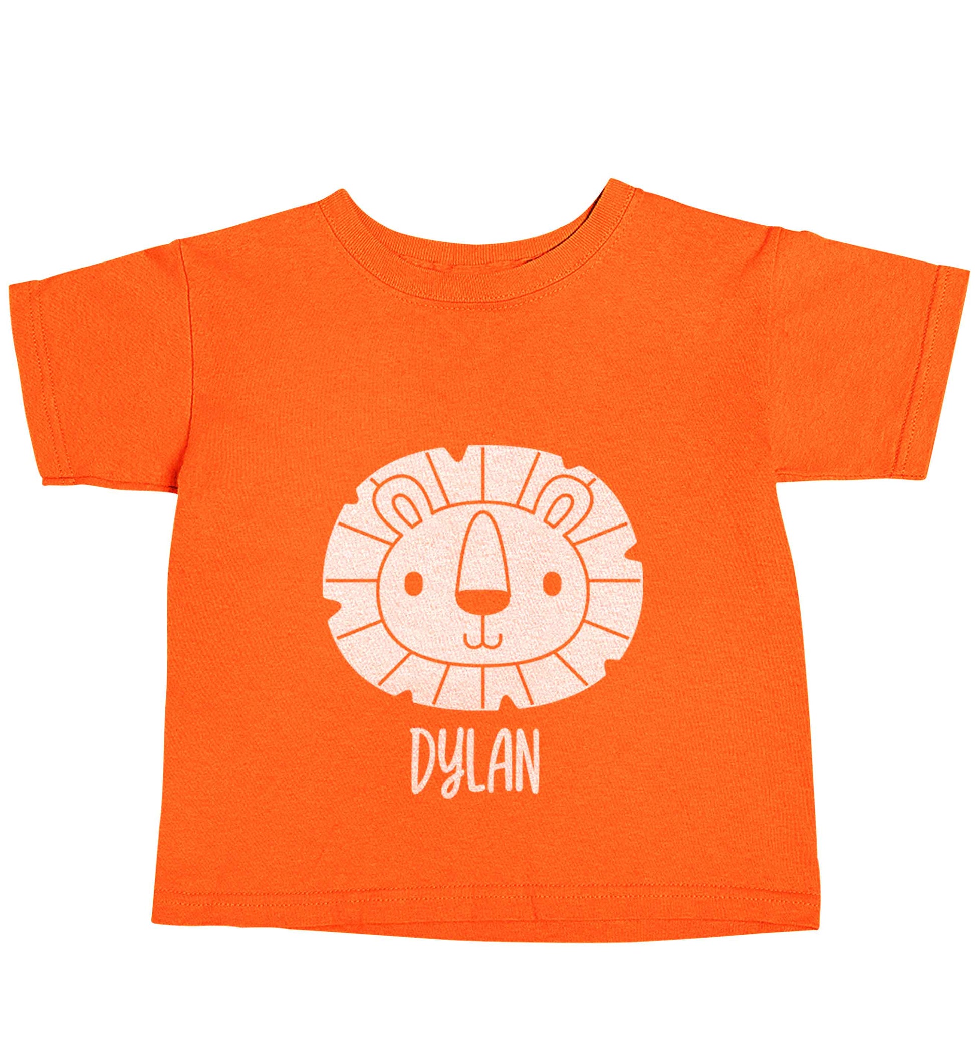 Personalised lion orange baby toddler Tshirt 2 Years