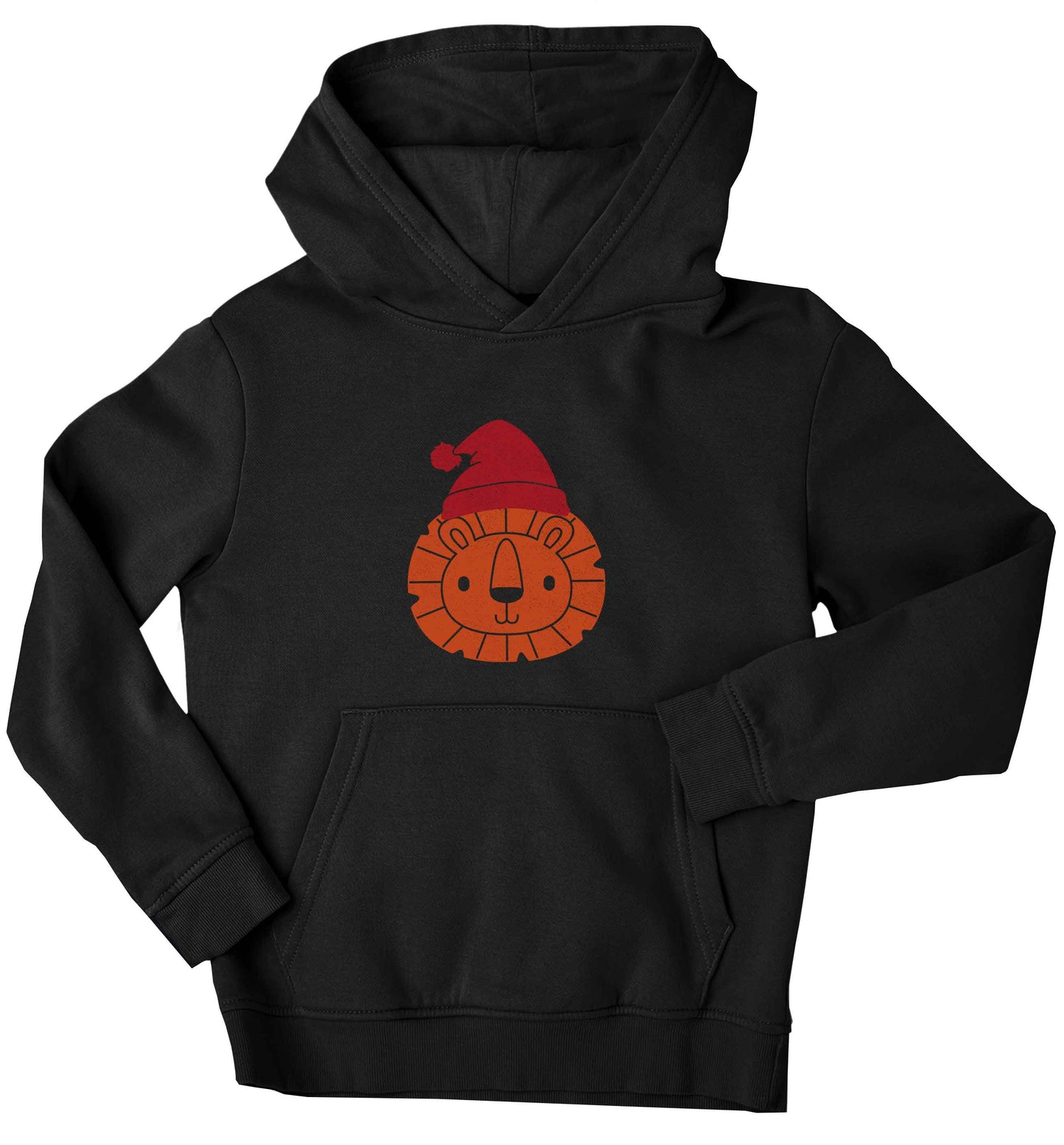 Santa lion children's black hoodie 12-13 Years