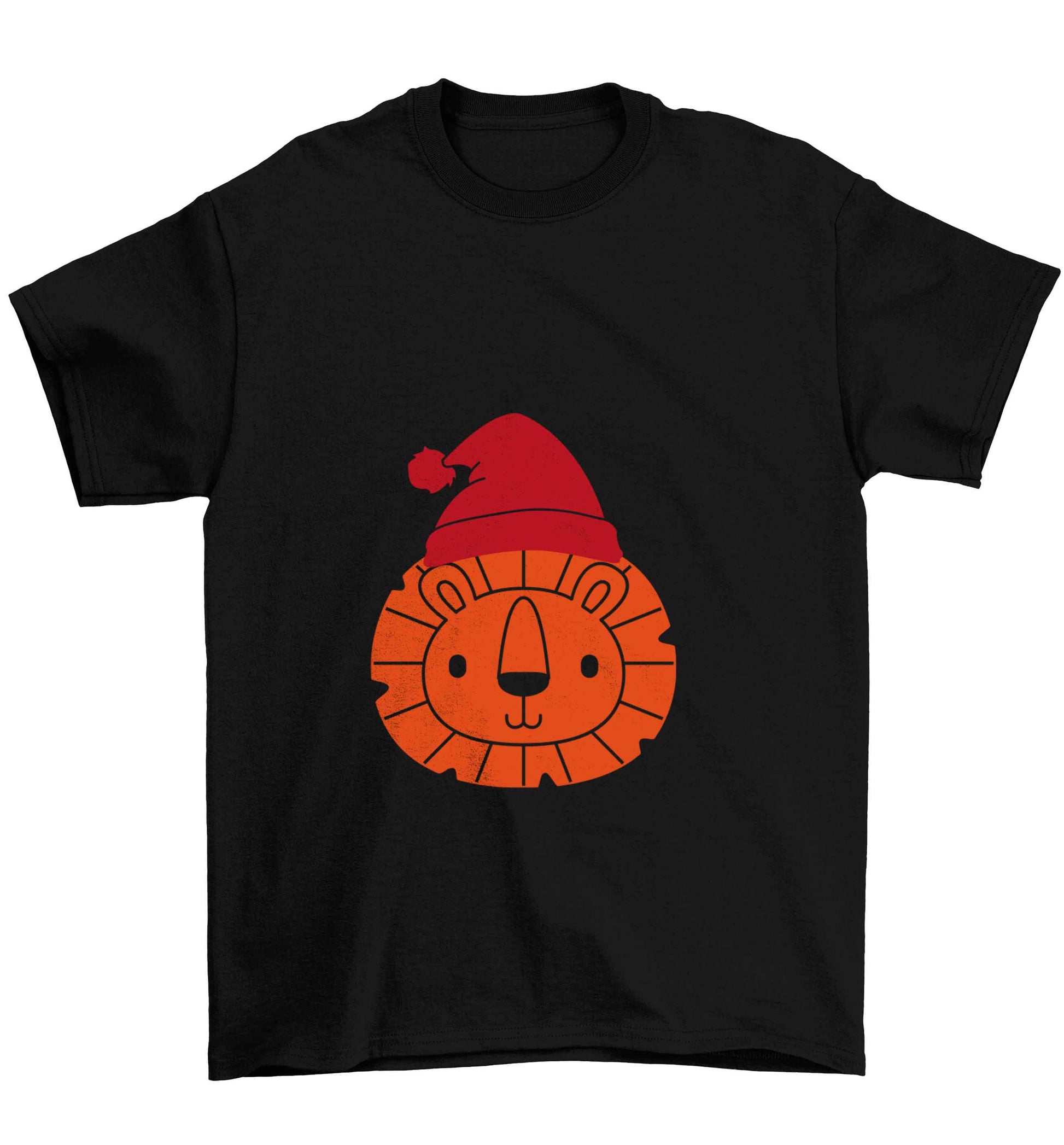 Santa lion Children's black Tshirt 12-13 Years