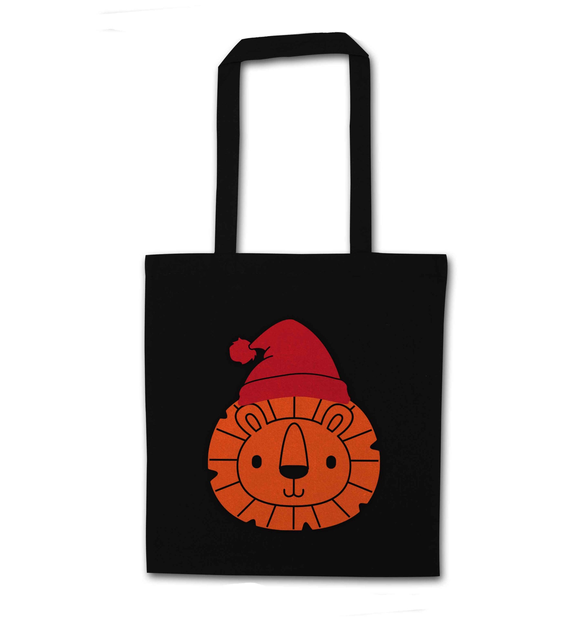 Santa lion black tote bag