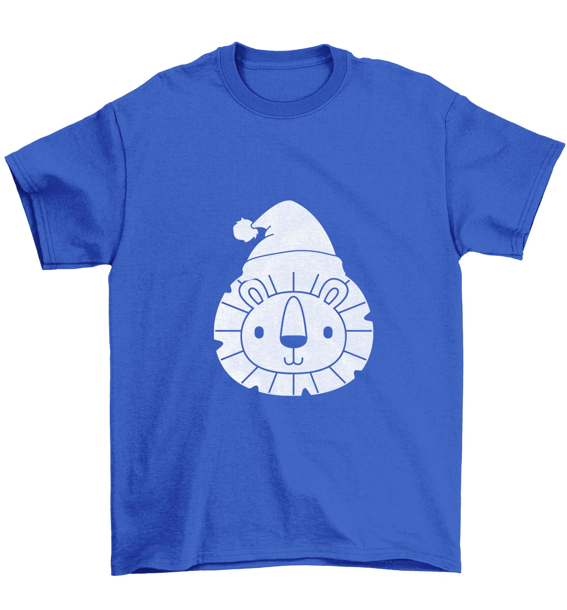 Santa lion Children's blue Tshirt 12-13 Years