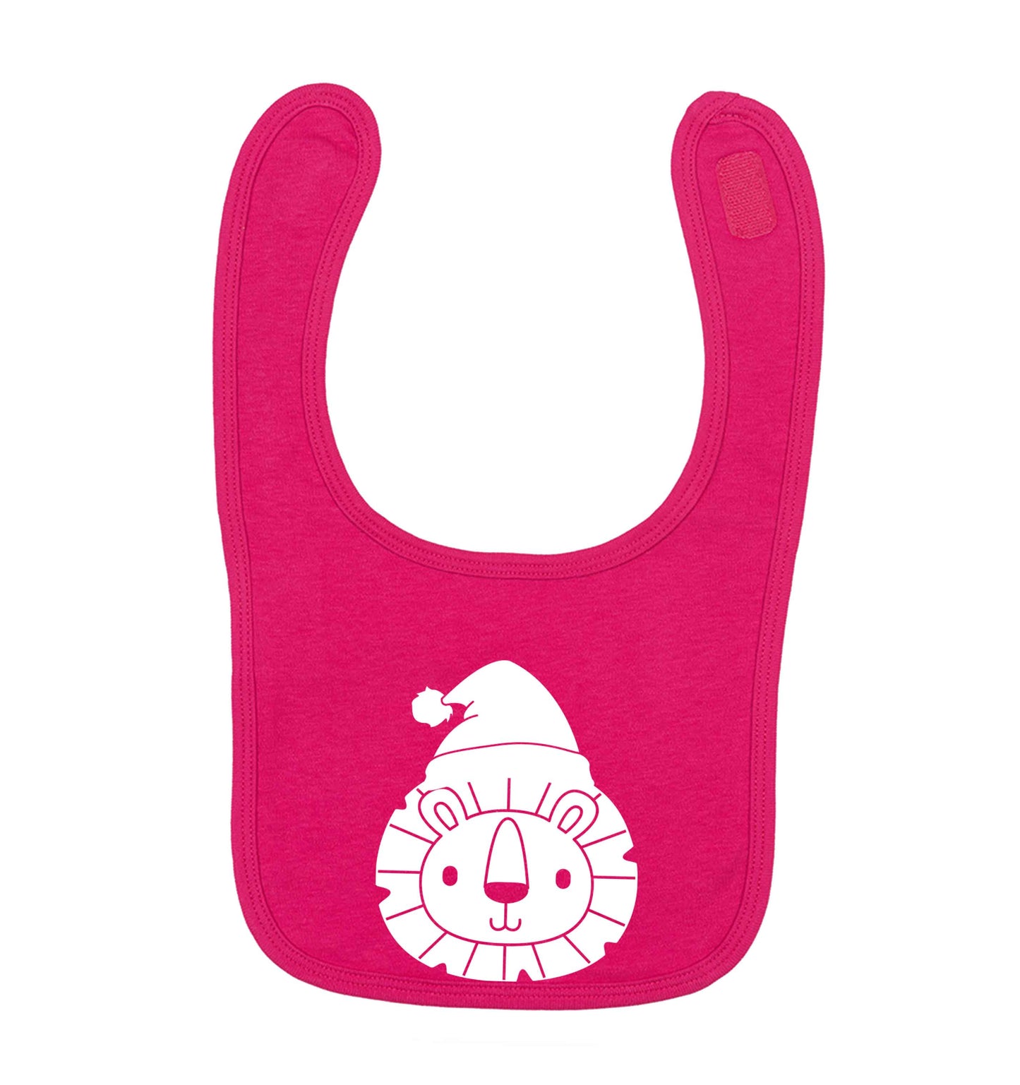 Santa lion dark pink baby bib