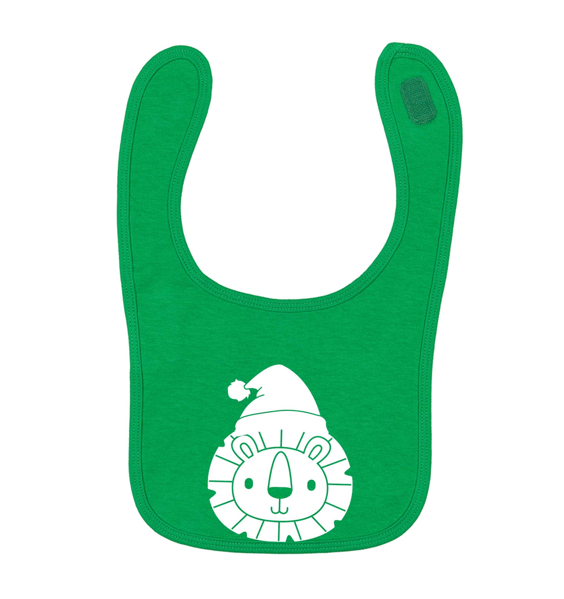 Santa lion green baby bib