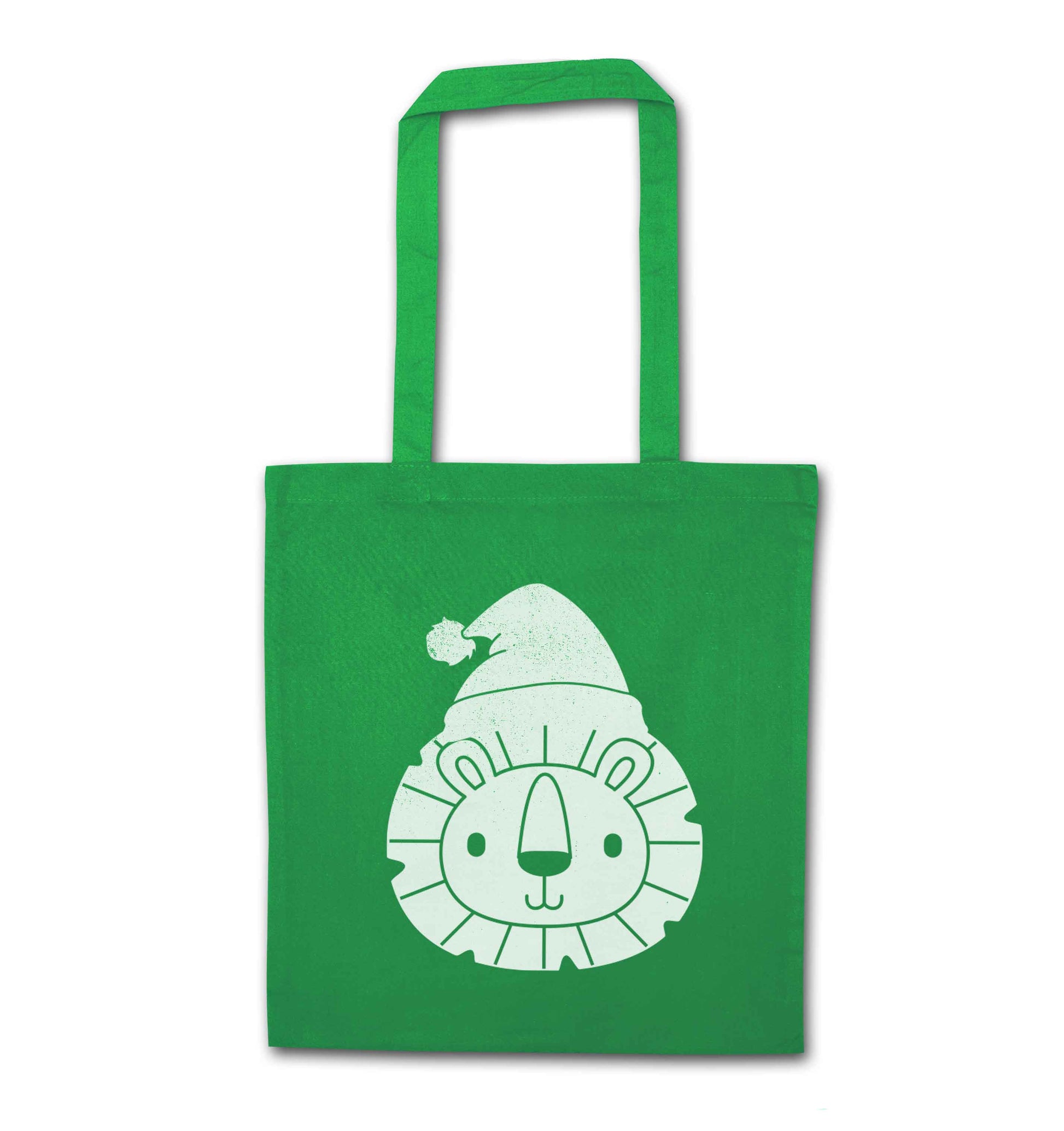 Santa lion green tote bag