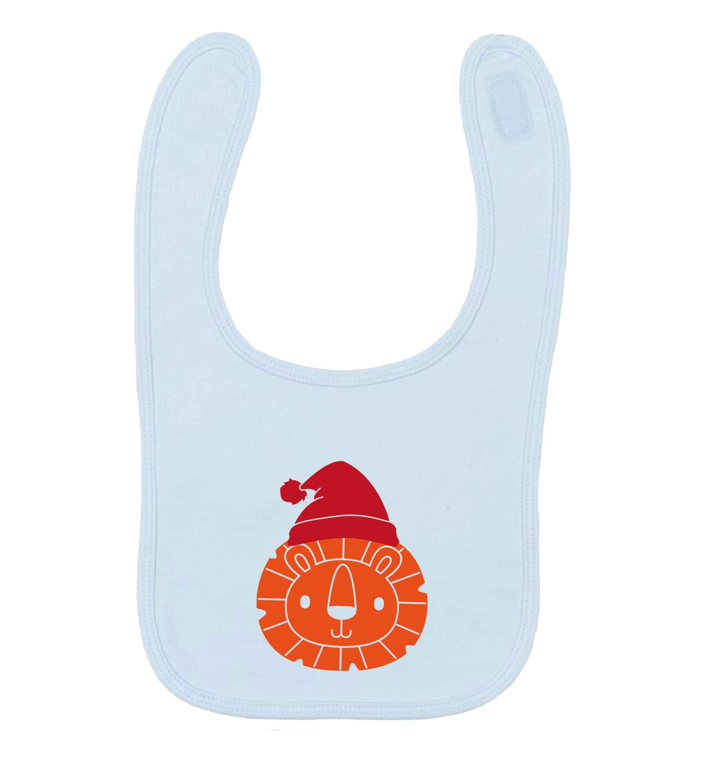 Santa lion pale blue baby bib
