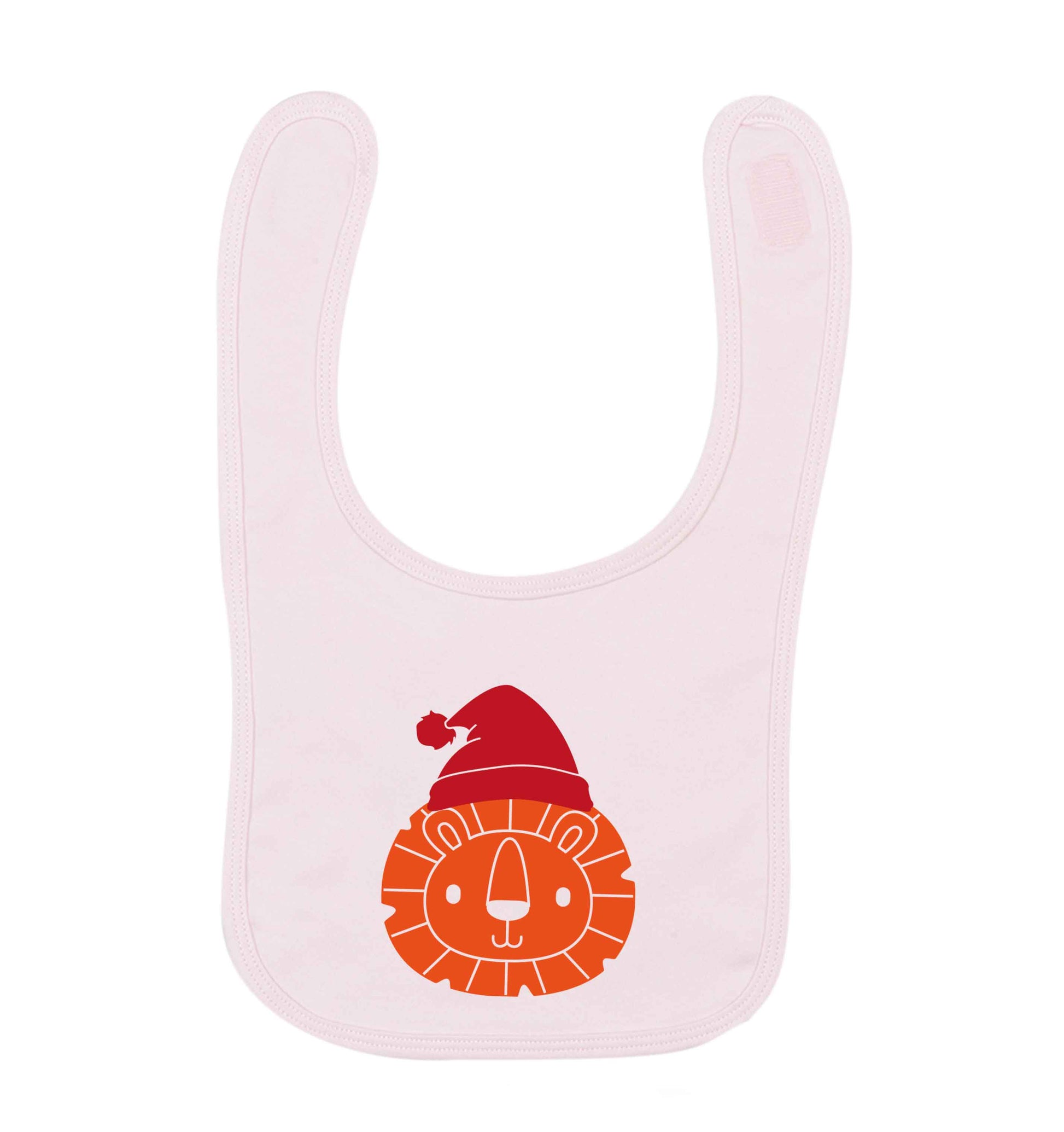 Santa lion pale pink baby bib