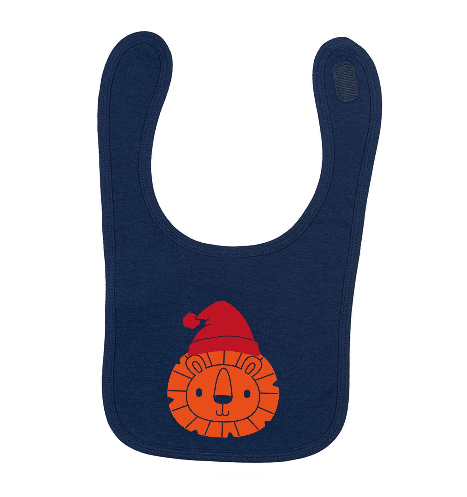 Santa lion navy baby bib