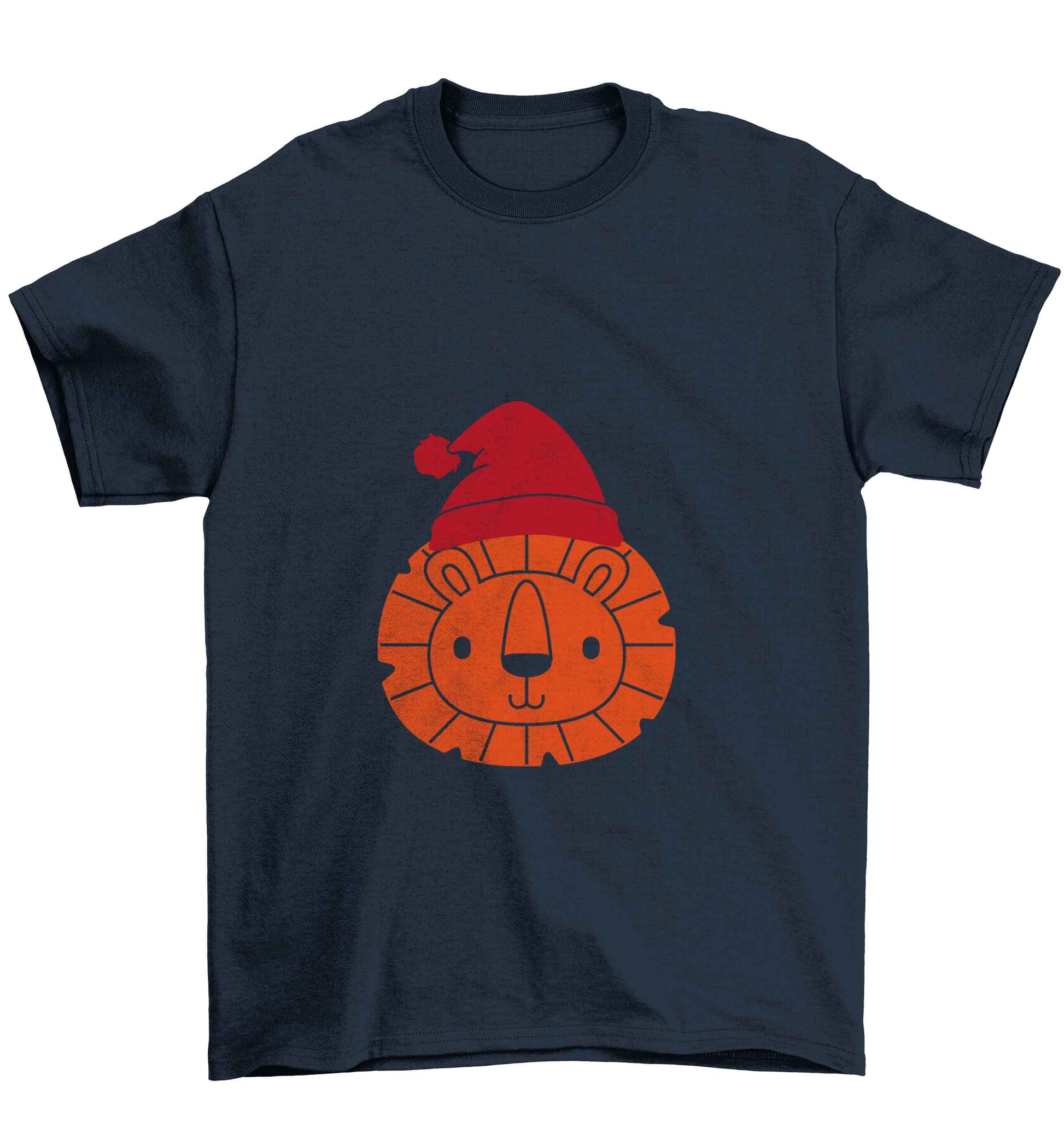 Santa lion Children's navy Tshirt 12-13 Years