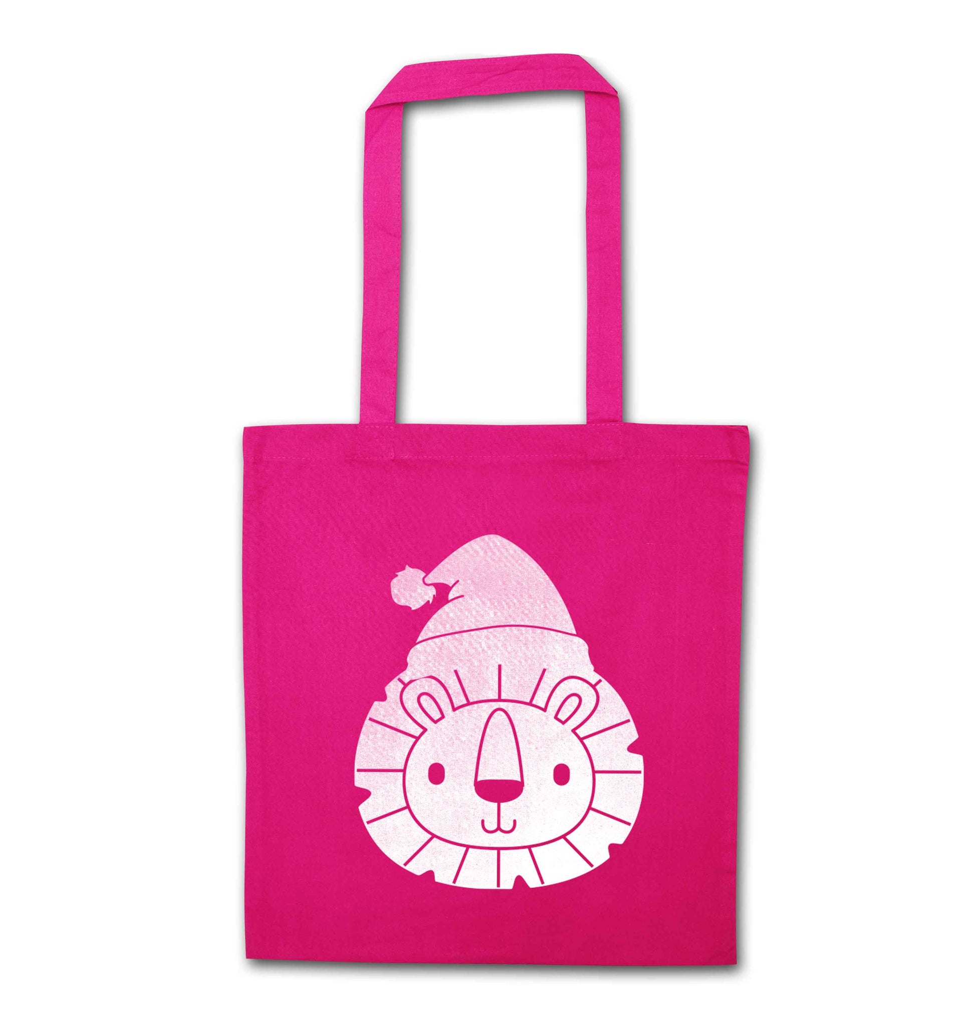 Santa lion pink tote bag