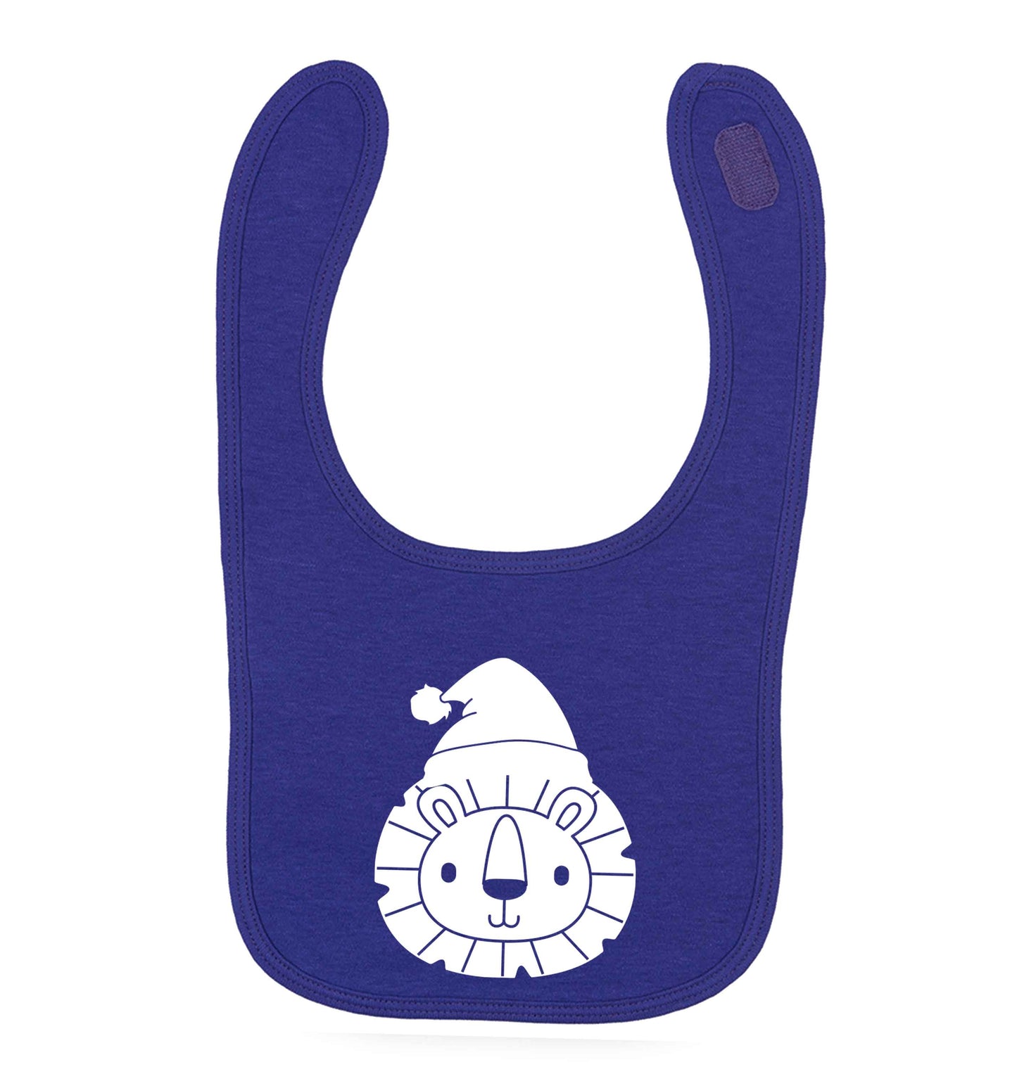 Santa lion purple baby bib