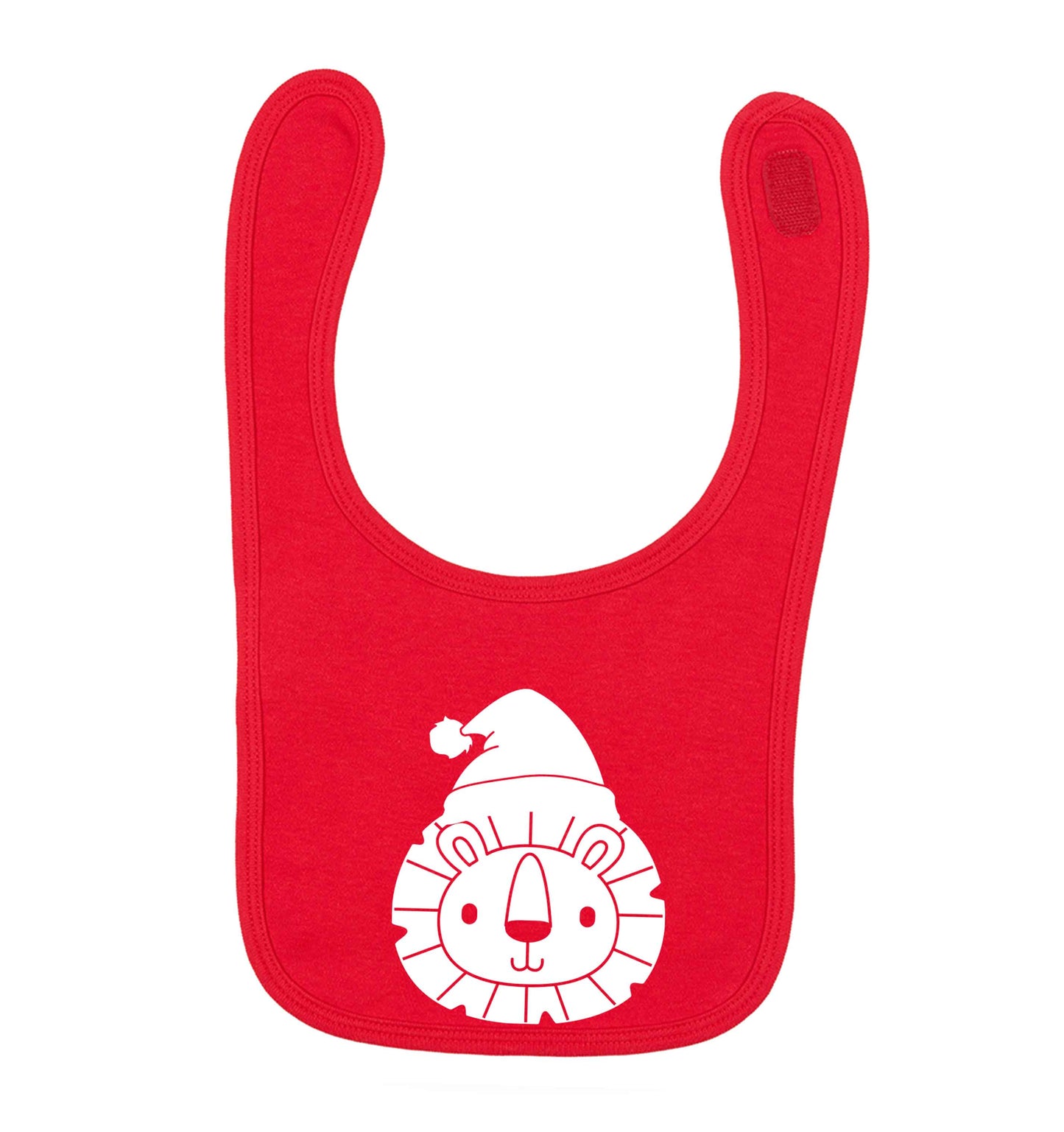 Santa lion red baby bib