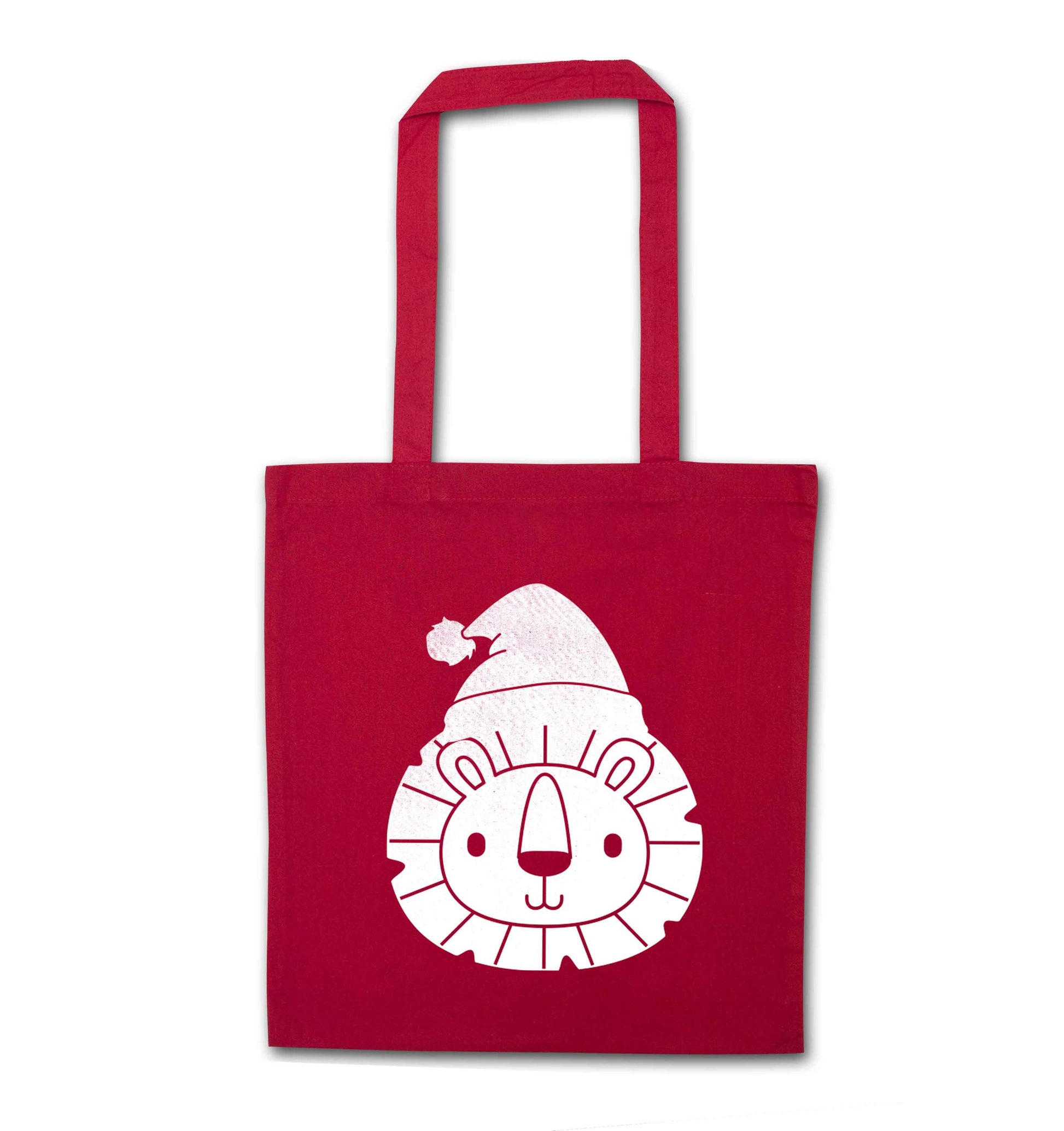 Santa lion red tote bag