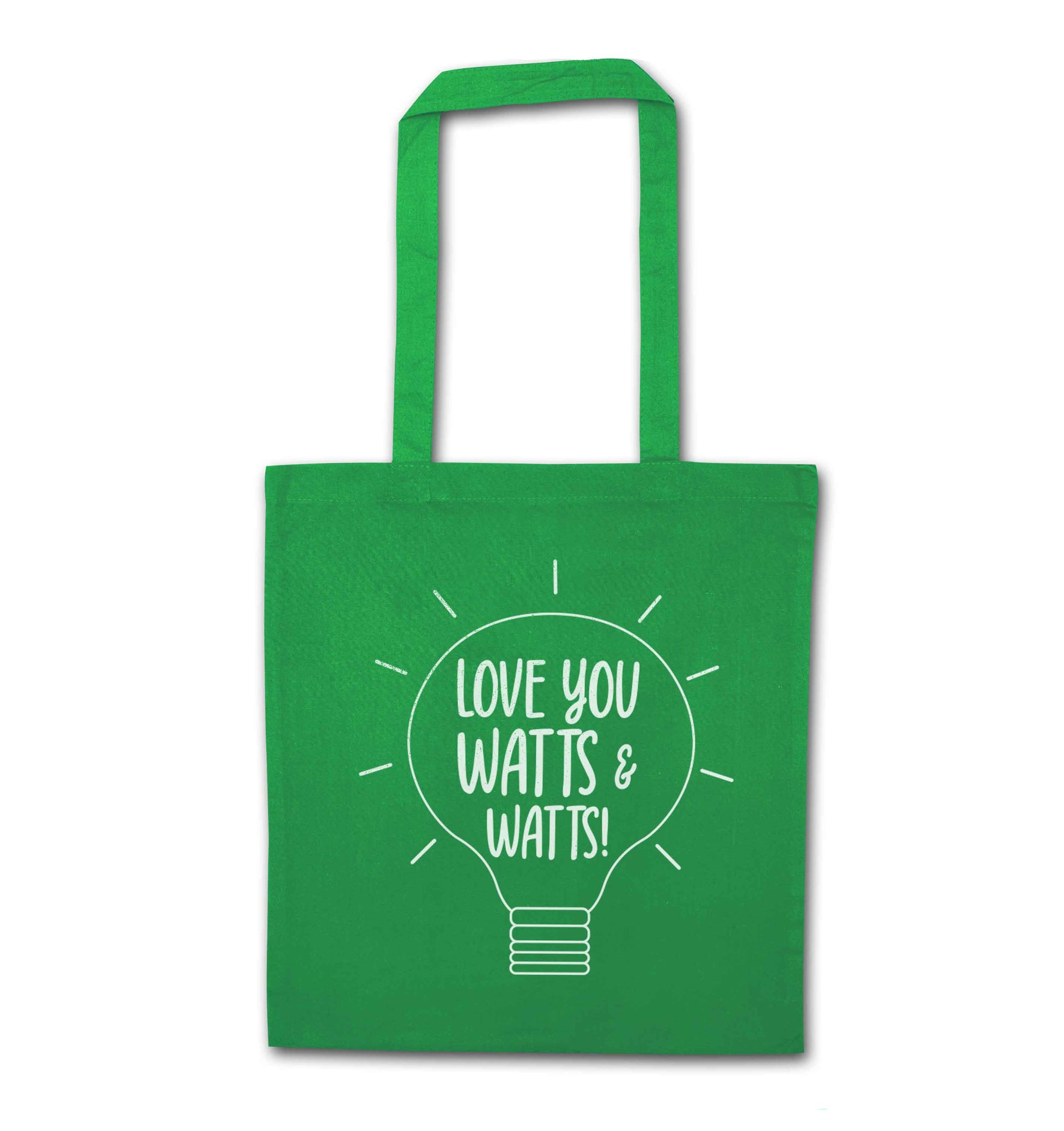 I love you watts and watts green tote bag