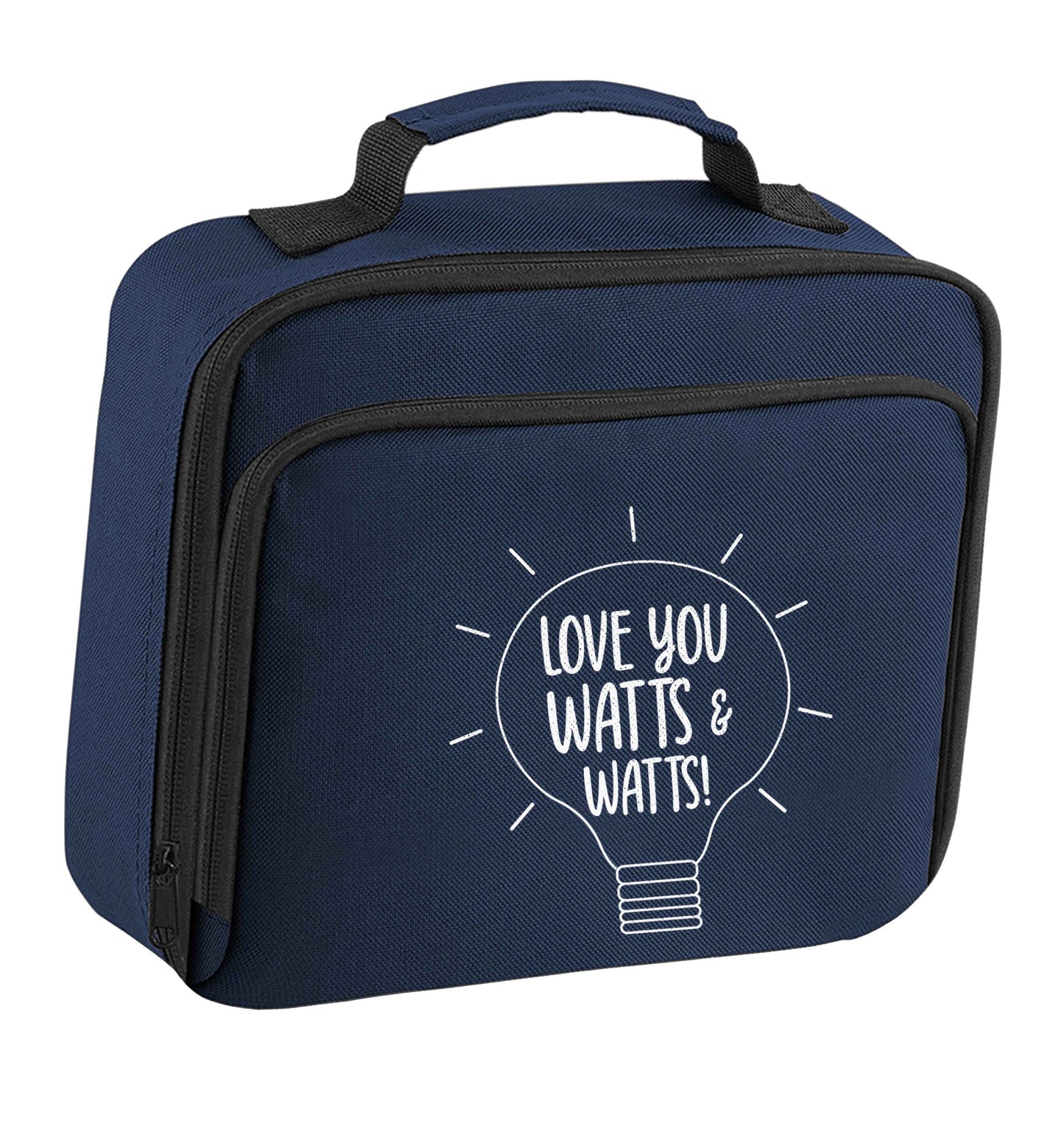 I love you watts and watts insulated navy lunch bag cooler