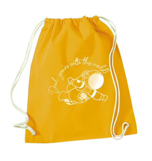 Dad, you're outta this world mustard drawstring bag