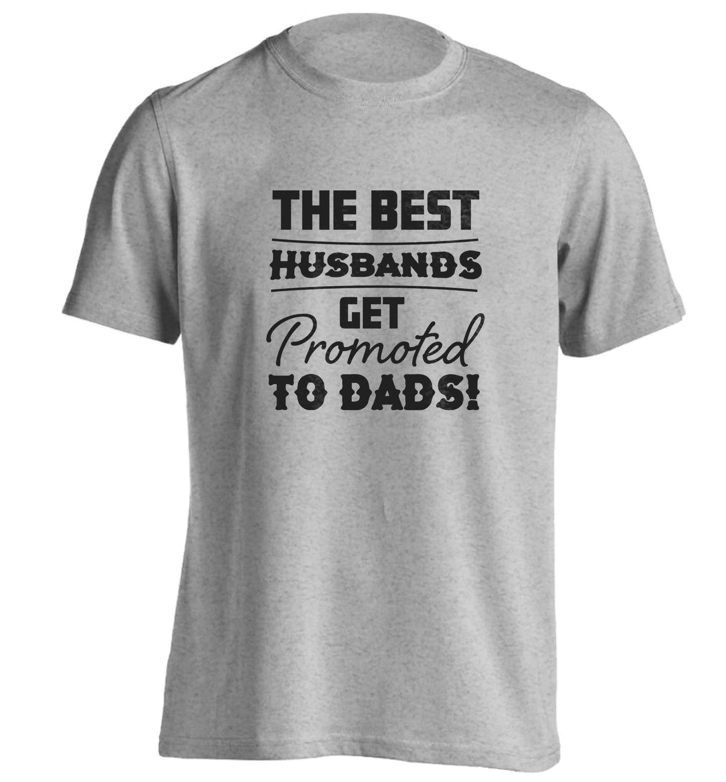 The best husbands get promoted to Dads adults unisex grey Tshirt 2XL