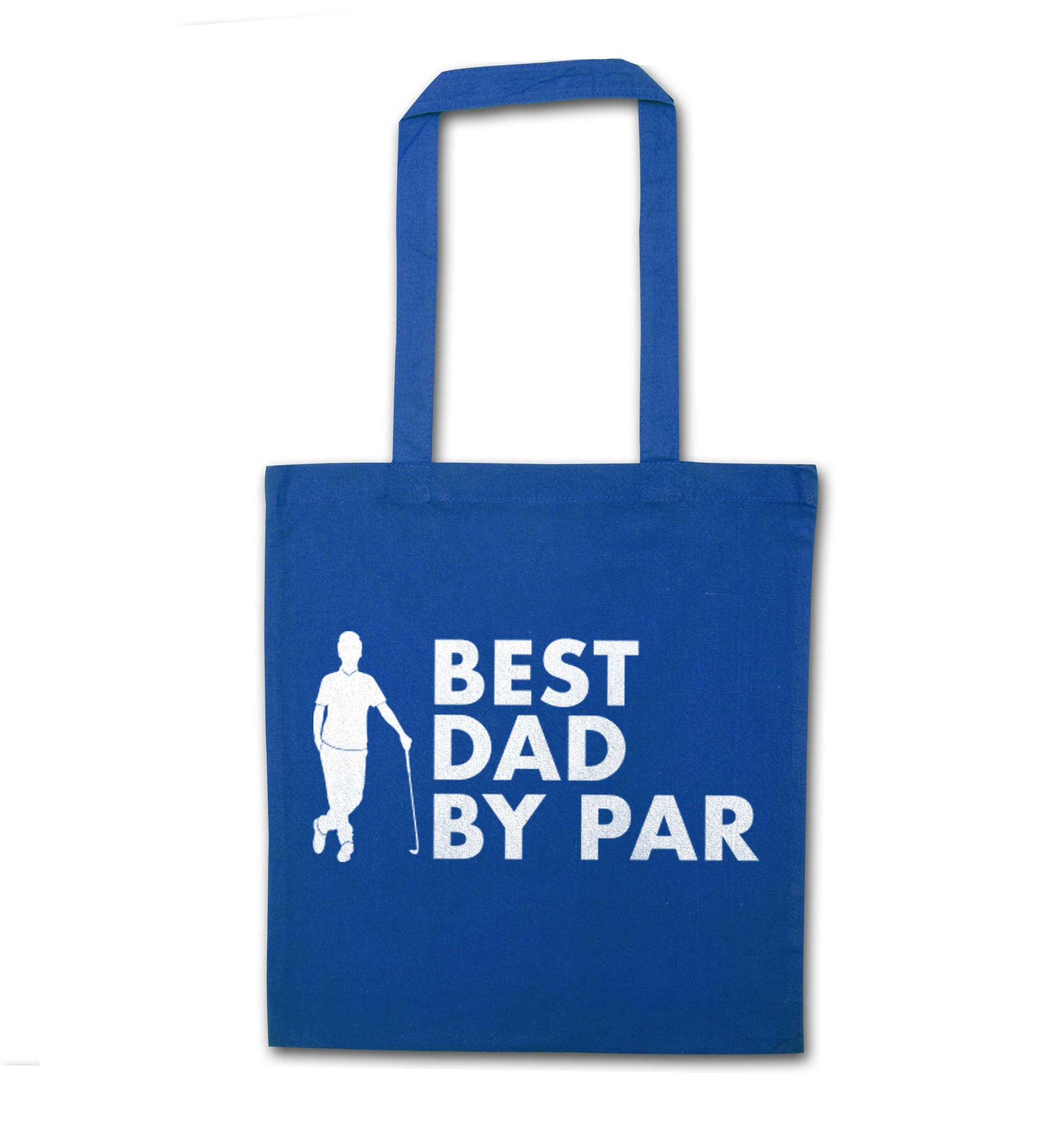 Best dad by par blue tote bag
