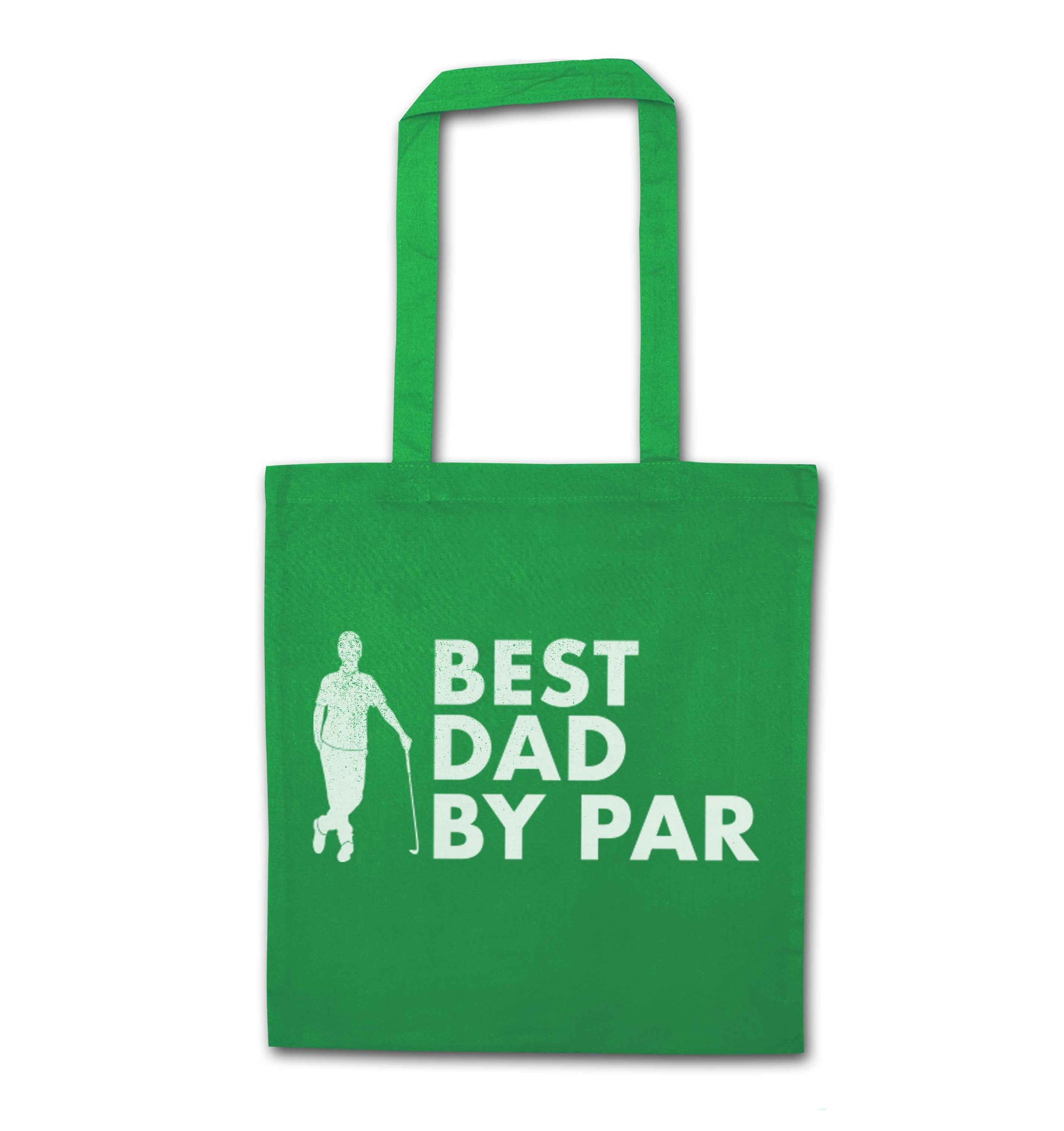 Best dad by par green tote bag