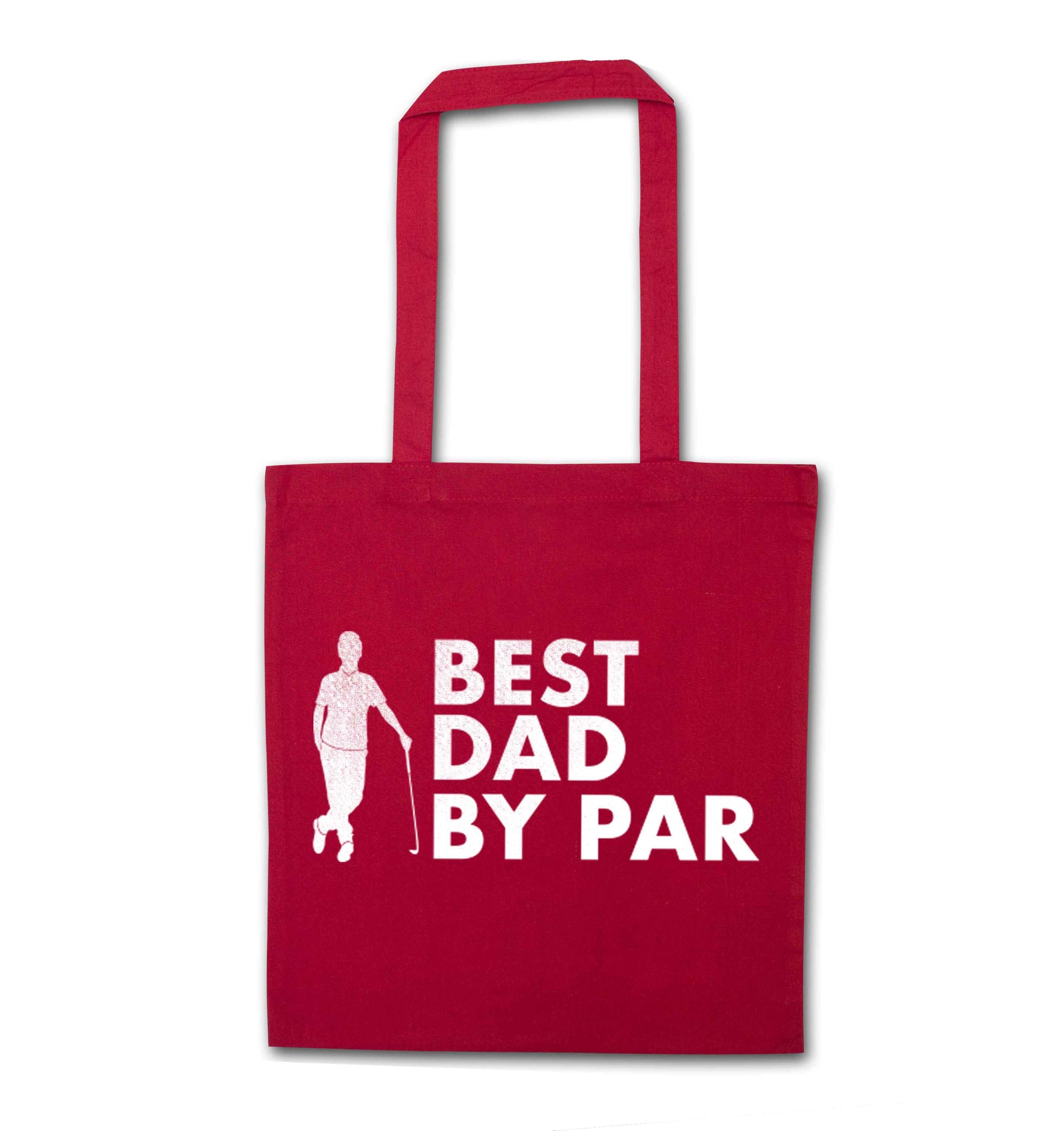 Best dad by par red tote bag