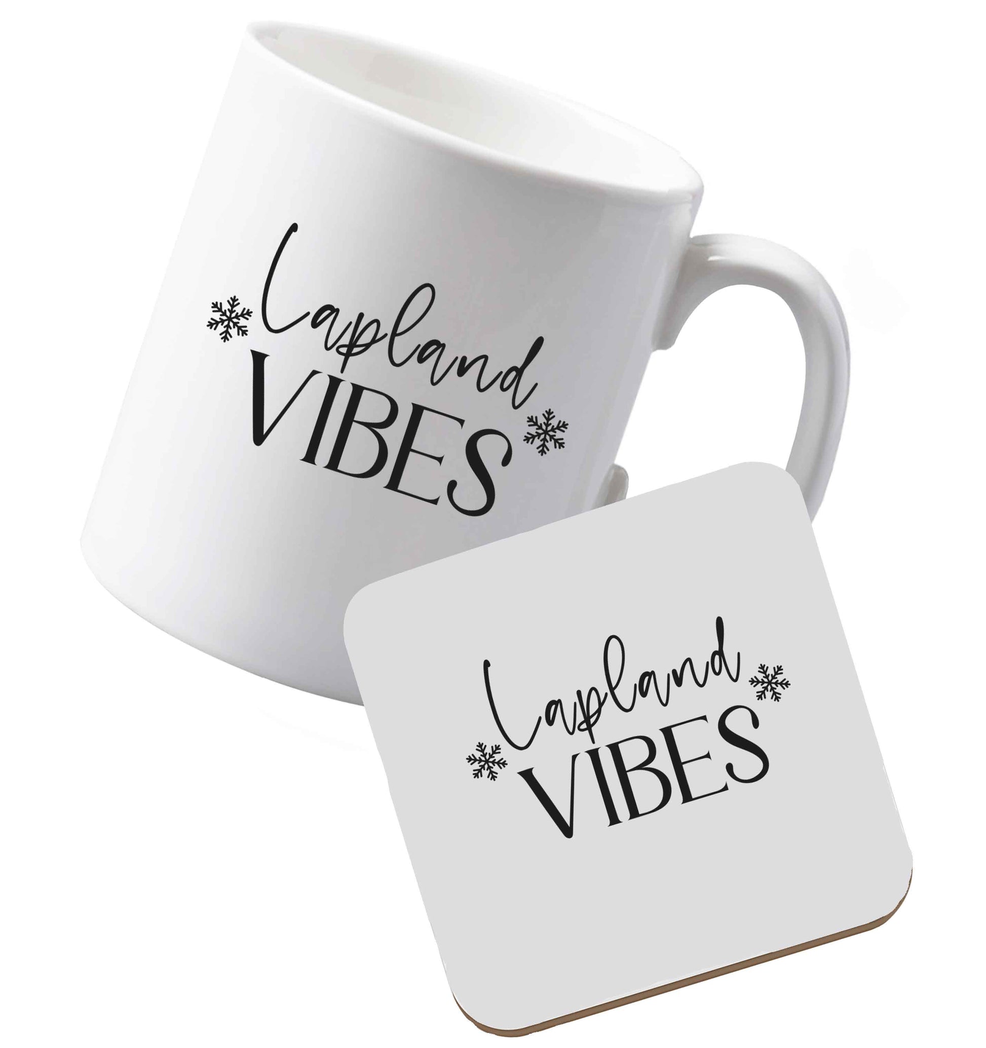 10 oz Ceramic mug and coaster Lapland vibes both sides