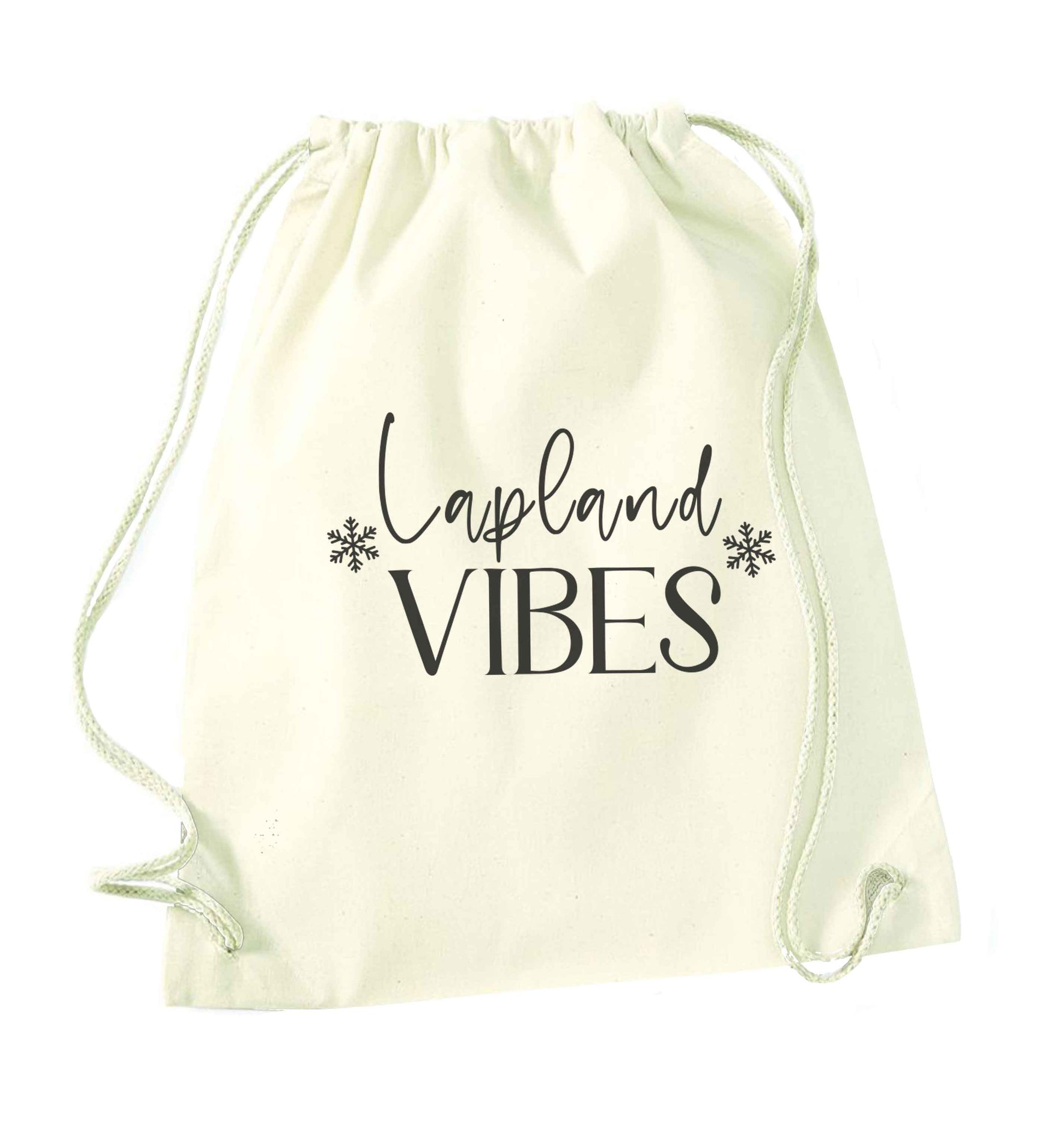 Lapland vibes natural drawstring bag