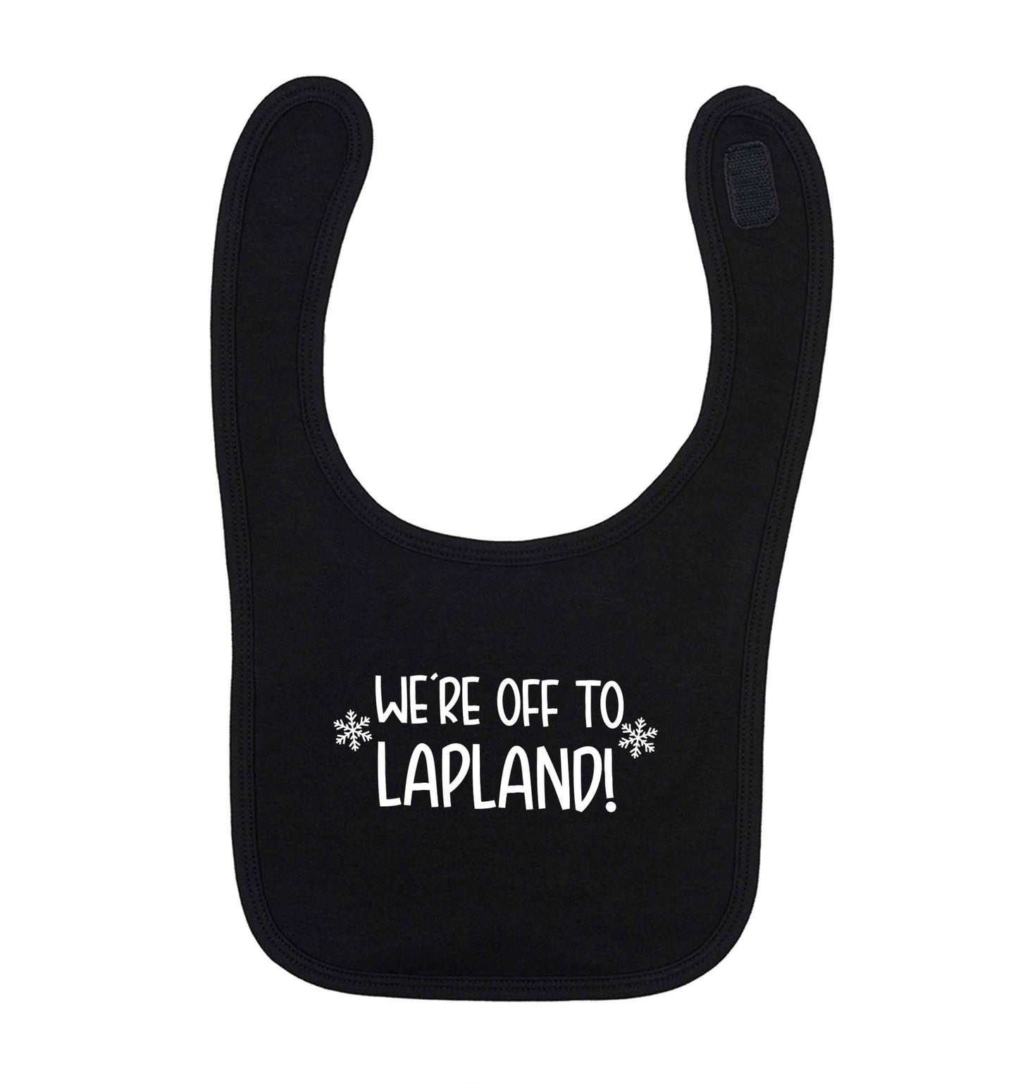 We're off to Lapland black baby bib