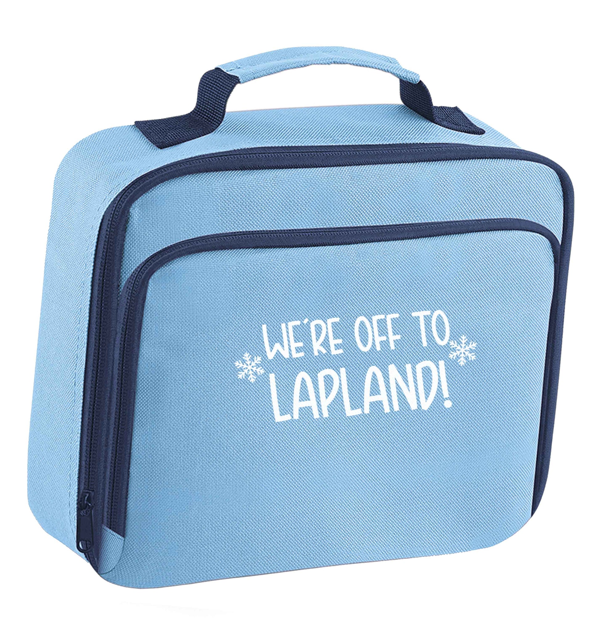 We're off to Lapland insulated blue lunch bag cooler
