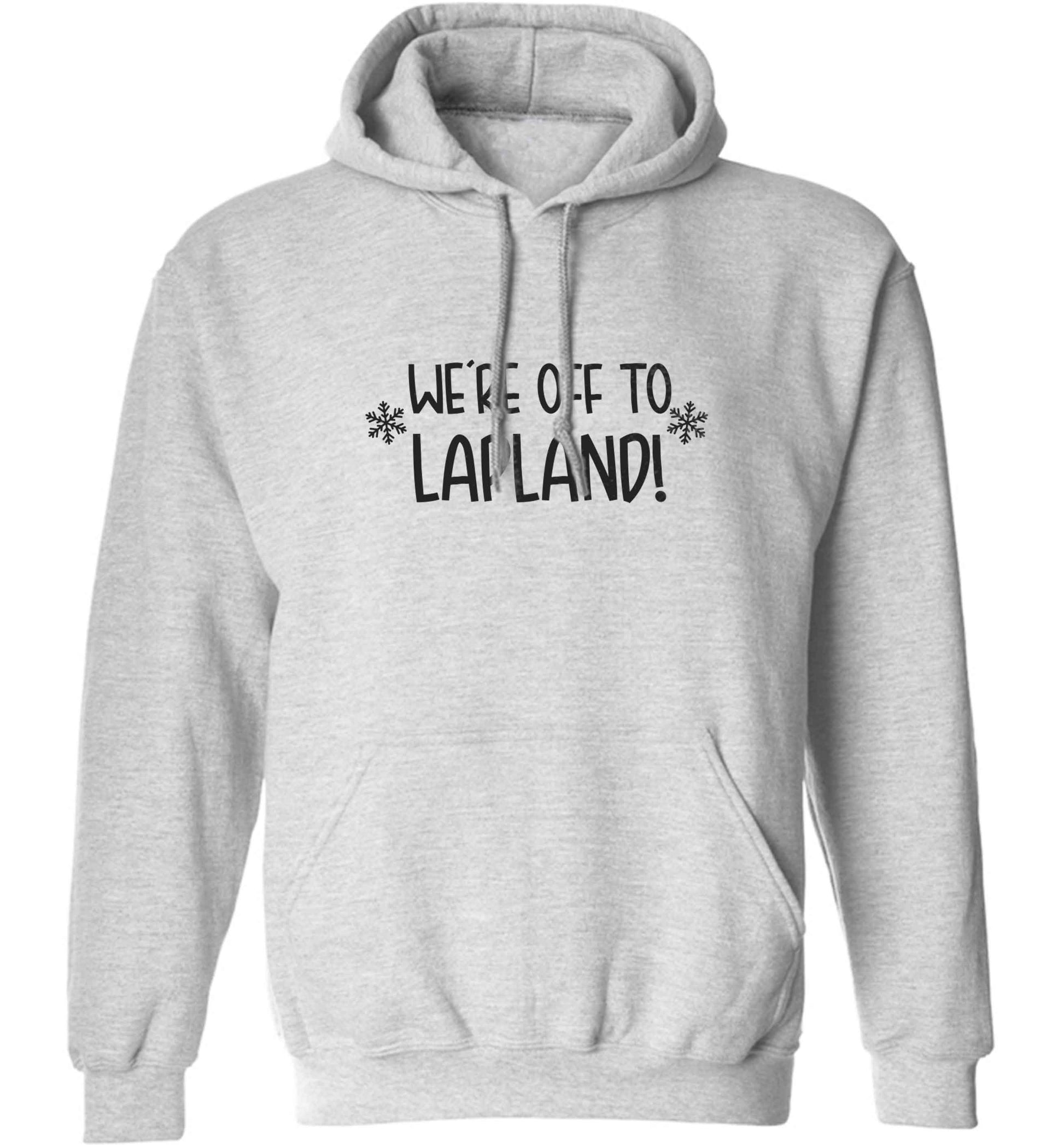 We're off to Lapland adults unisex grey hoodie 2XL