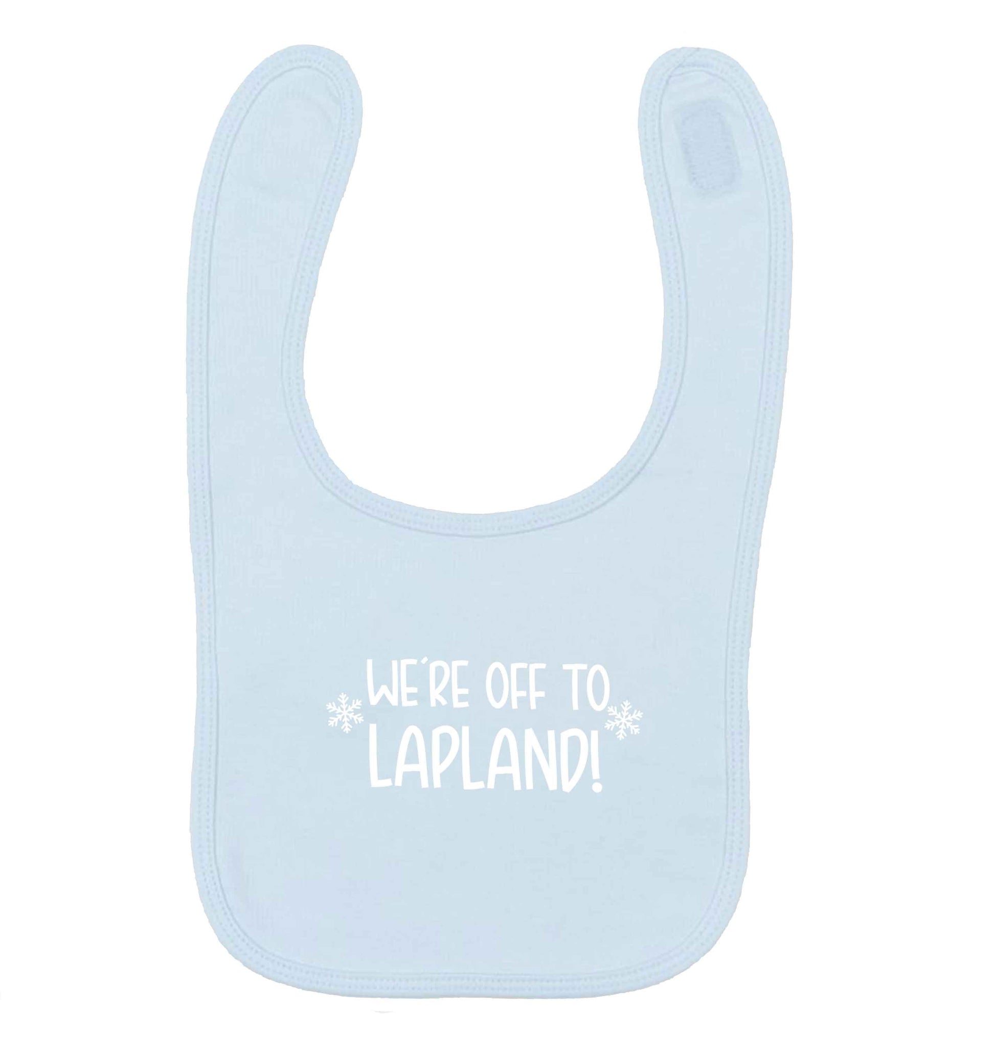 We're off to Lapland pale blue baby bib