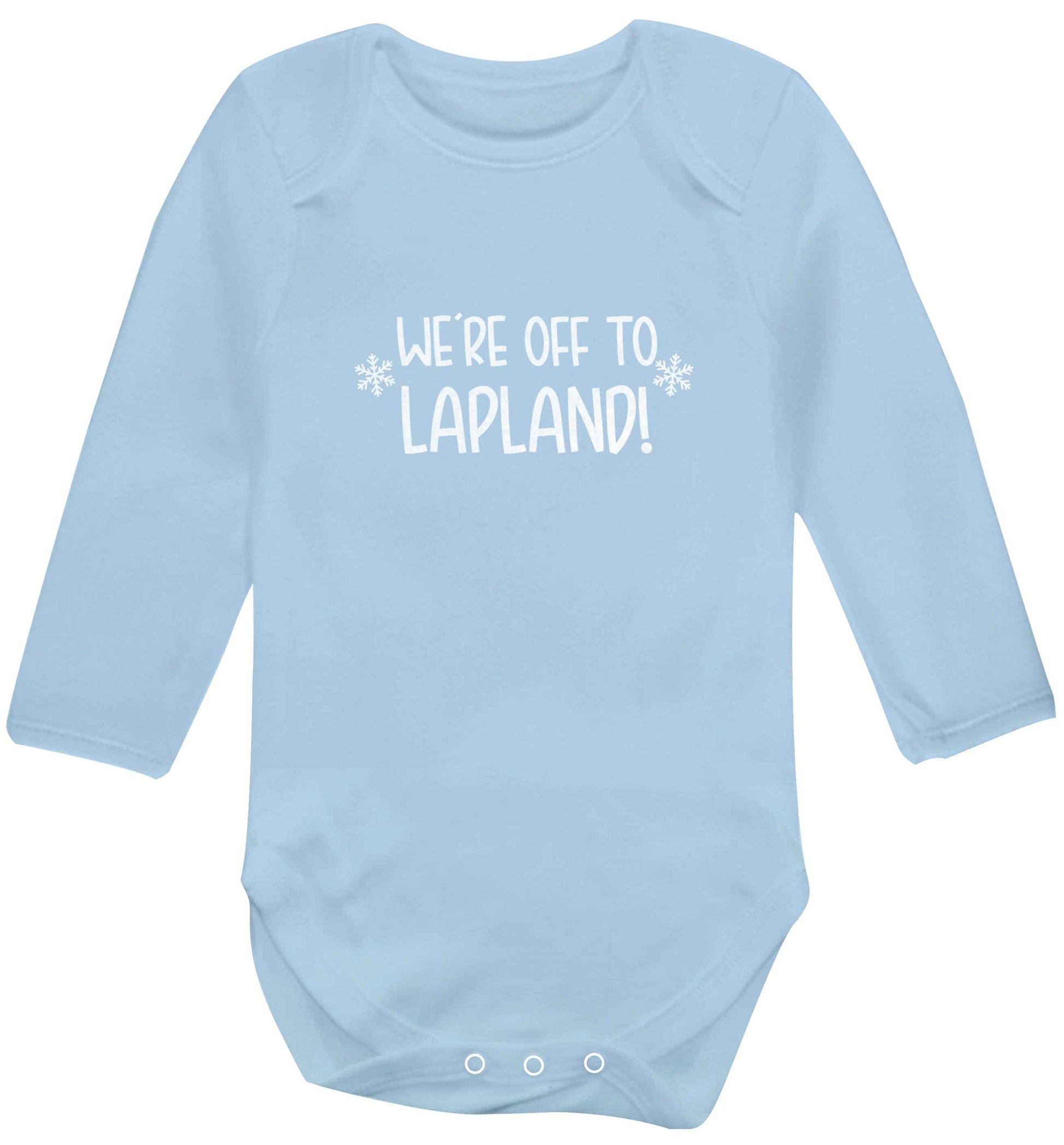 We're off to Lapland baby vest long sleeved pale blue 6-12 months