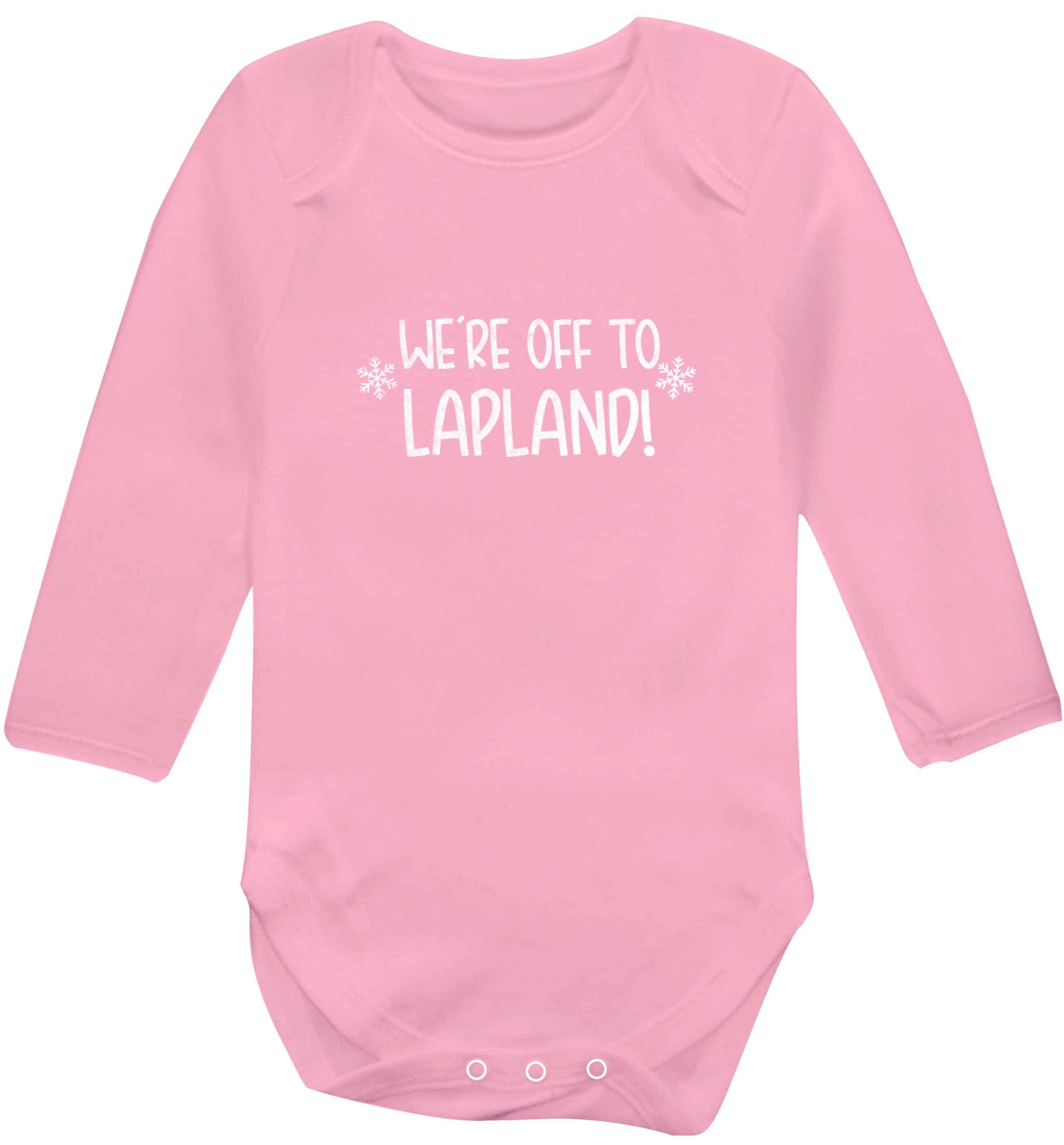 We're off to Lapland baby vest long sleeved pale pink 6-12 months