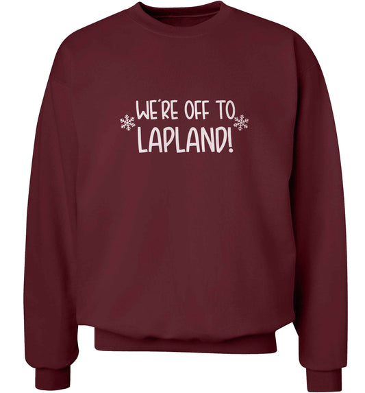 We're off to Lapland adult's unisex maroon sweater 2XL